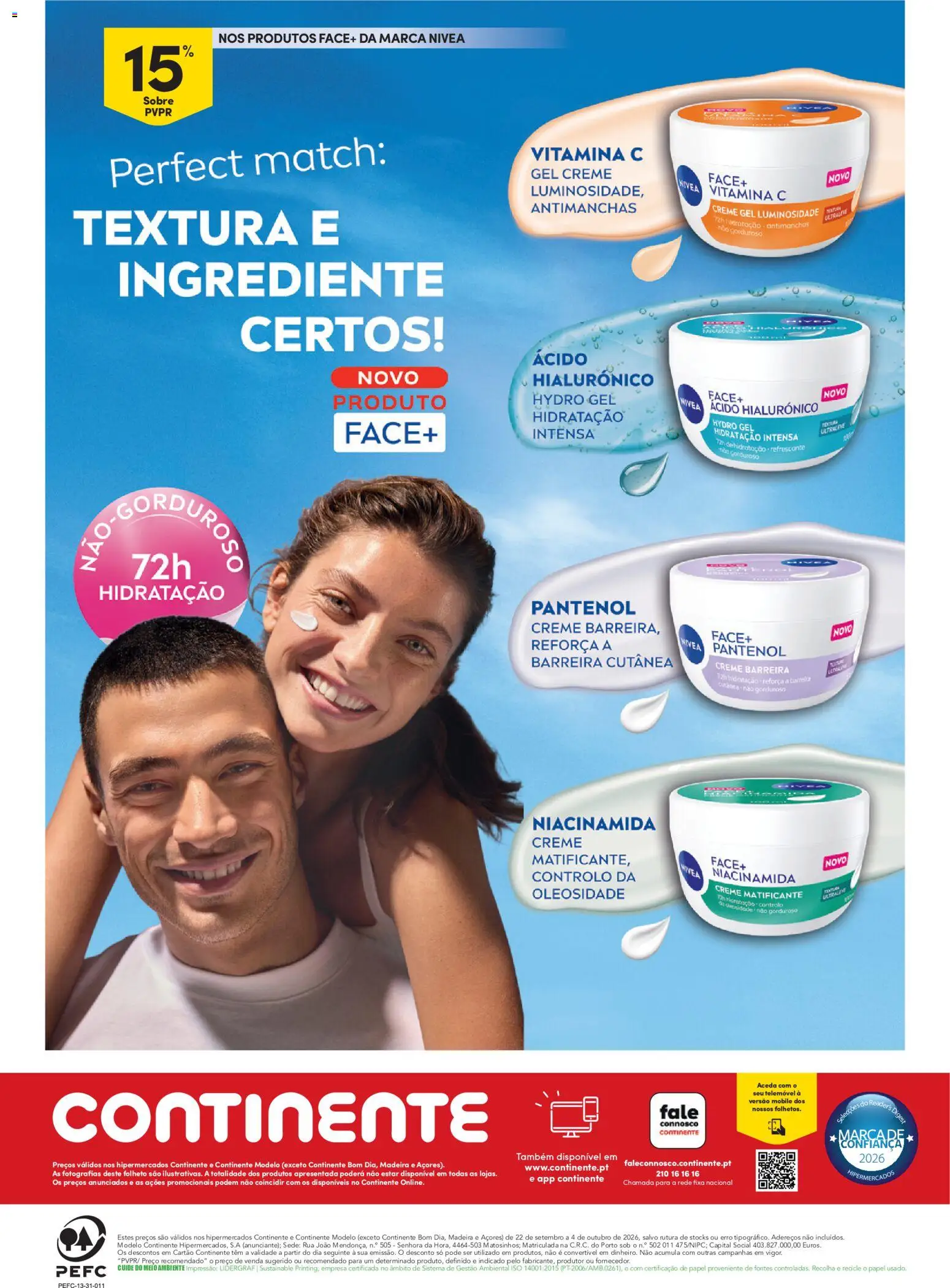 Continente Beleza Ingredientes para uma beleza sem idade │ válido de 22/09/2026 | Página: 12 | Produtos: Telemóvel, Vitamina c, Creme