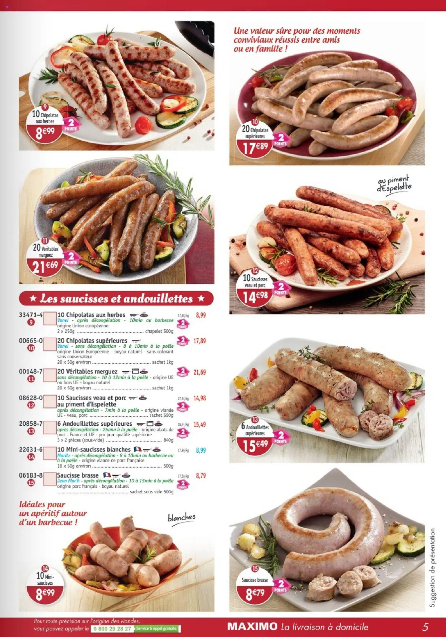 {H1} | Page: 5 | Produits: Viande de porc, Merguez, Saucisse, Porc