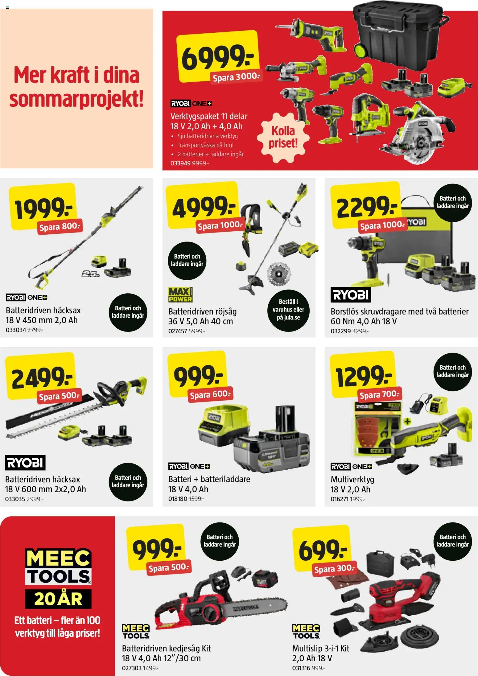 Jula reklamblad aktuell från 23/07/2026 | Sida: 2 | Produkter: Batterier, Häcksax, Batteri, Laddare