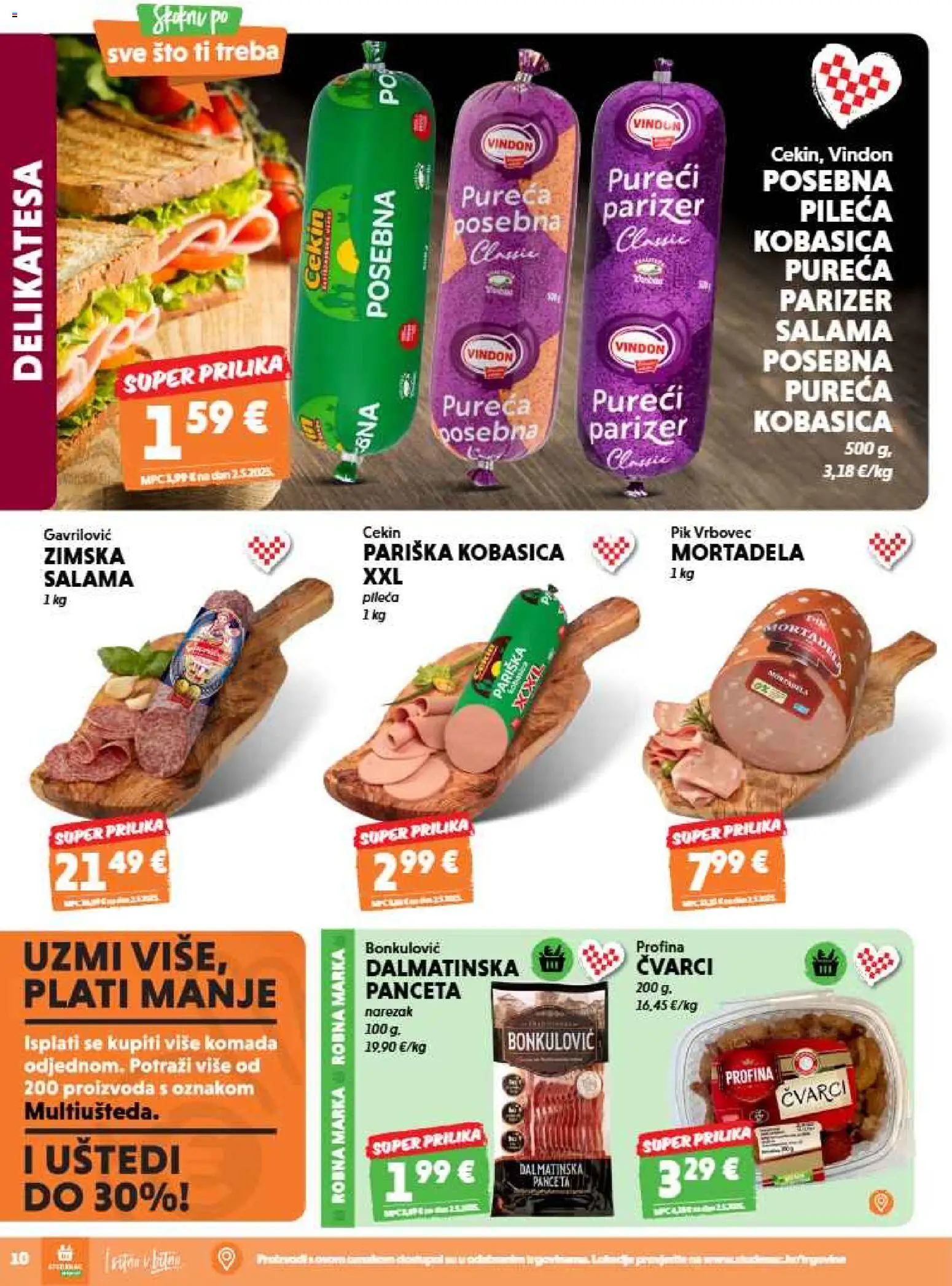 Studenac katalog | vrijedi od 20.05.2026 | Stranica: 10 | Proizvodi: Mortadela, Pik Vrbovec, Panceta, Parizer