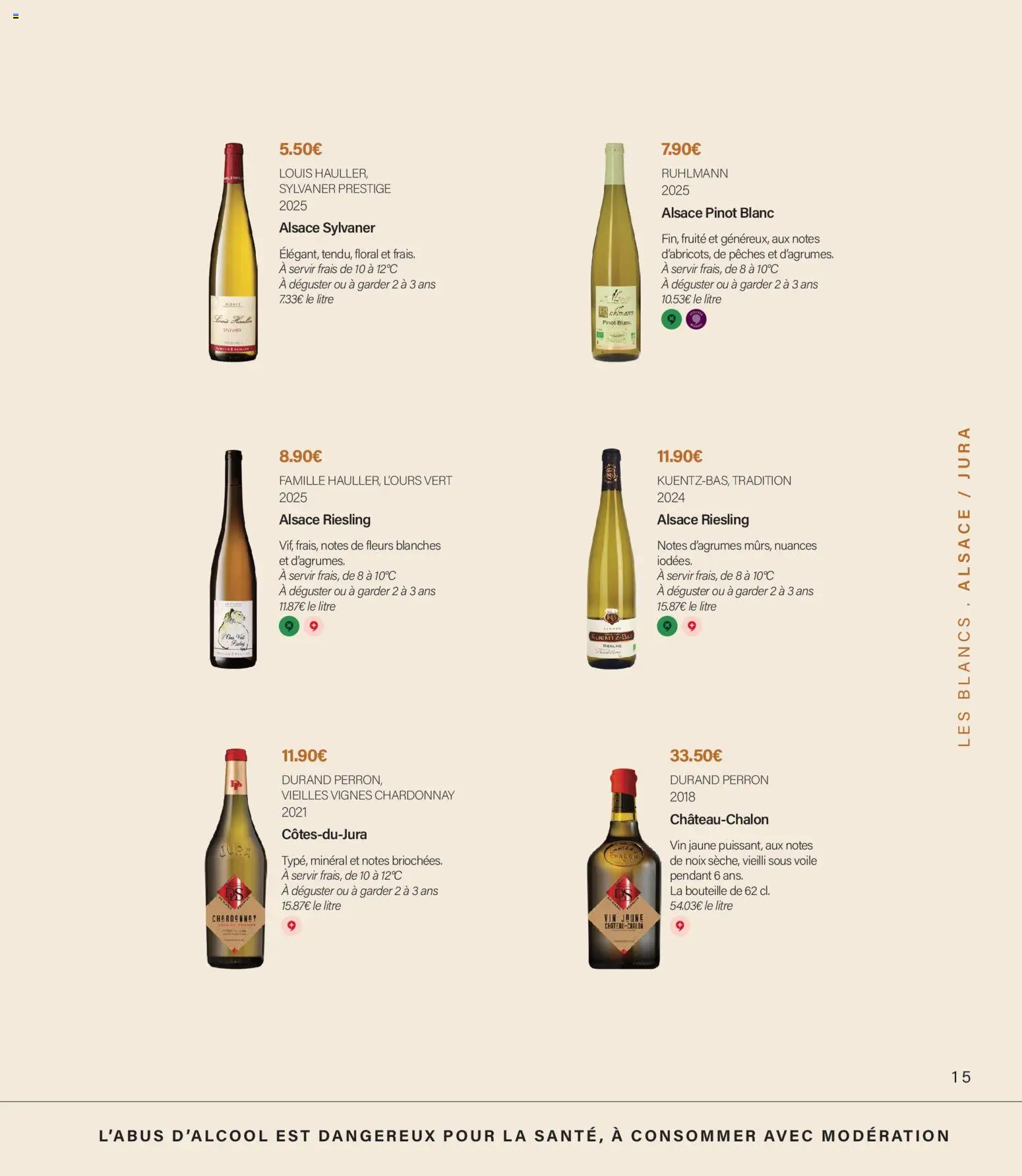 {H1} | Page: 15 | Produits: Fleurs, Pêches, Bouteille, Vin jaune