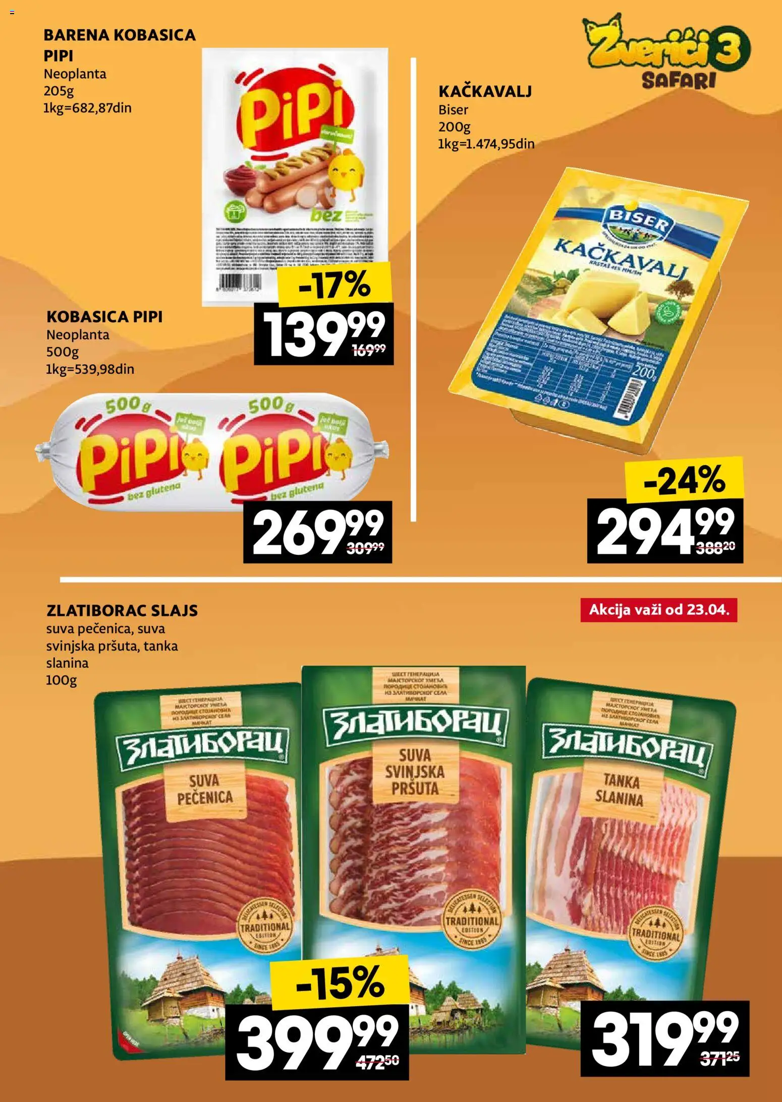 Mercator katalog - važi od 20.04.2026 | Strana: 5 | Proizvode: Kačkavalj, Slanina, Kobasica, Pečenica
