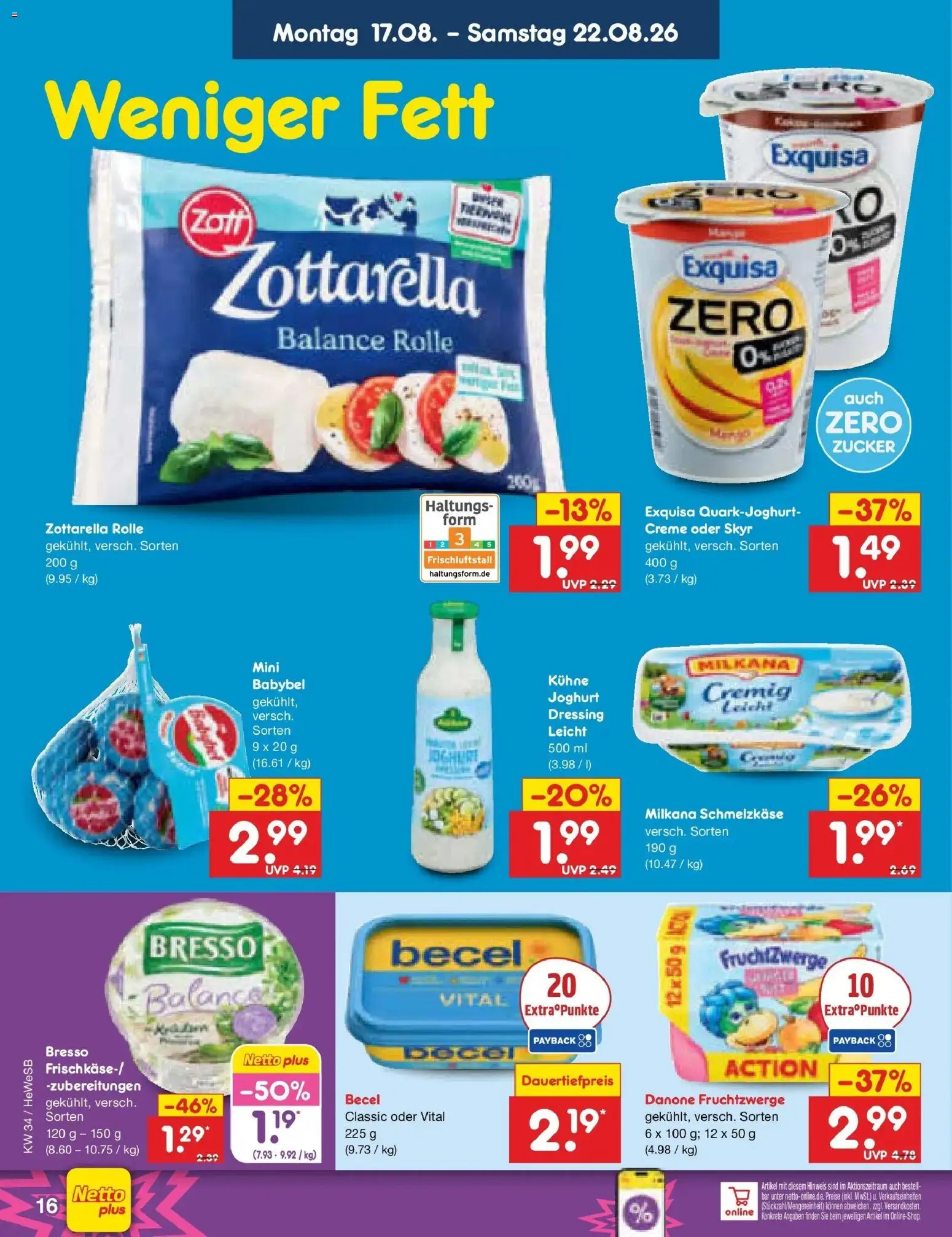 Netto Marken-Discount Prospekt Hamburg – gültig ab 17.08.2026 | Seite: 22 | Produkte: Joghurt, Becel, Zucker, Babybel