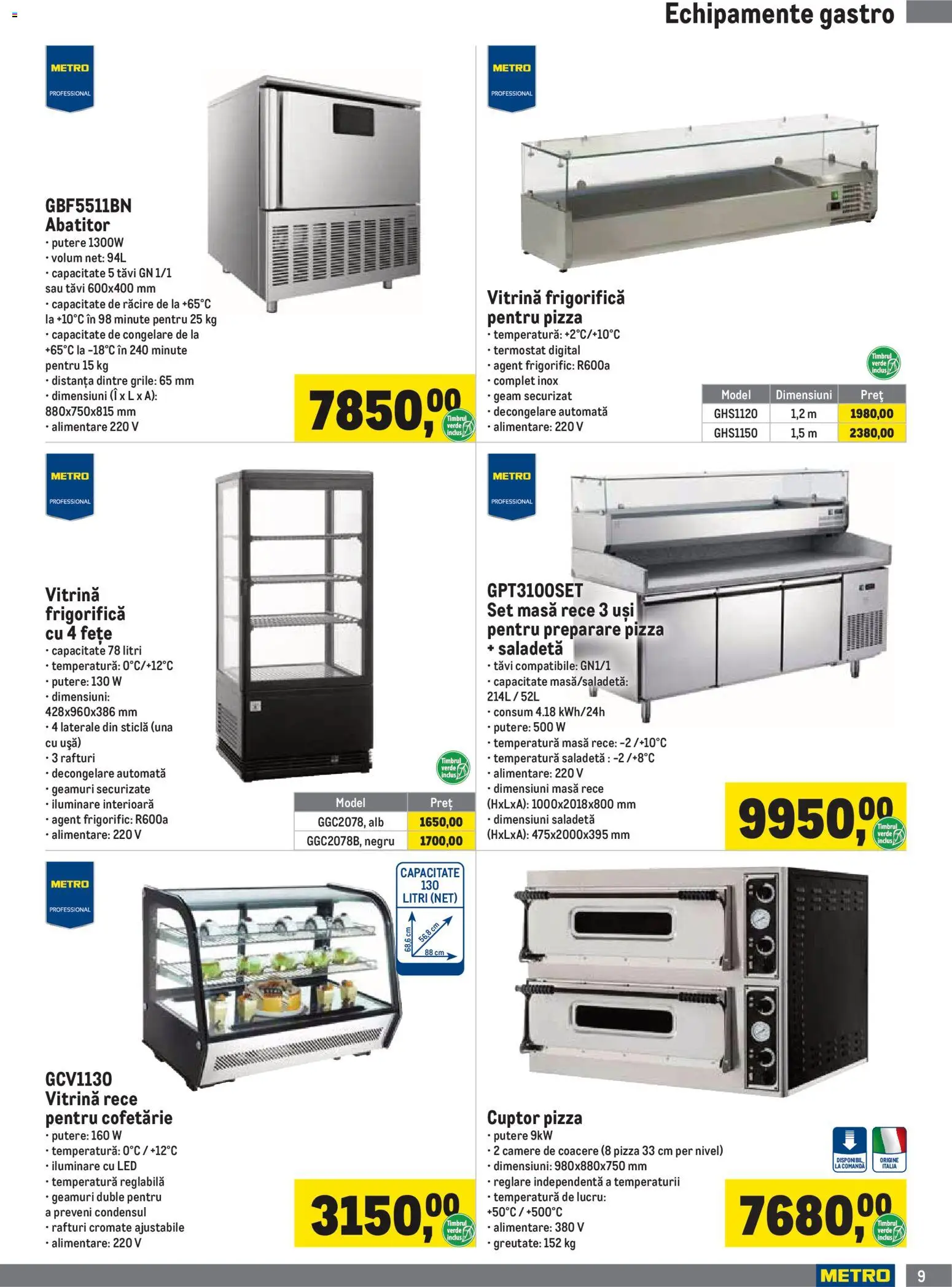 Noul catalog Metro – valabil de la 01.10.2026 | Pagină: 9 | Produse: Gastro, Cuptor, Vitrină, Pizza