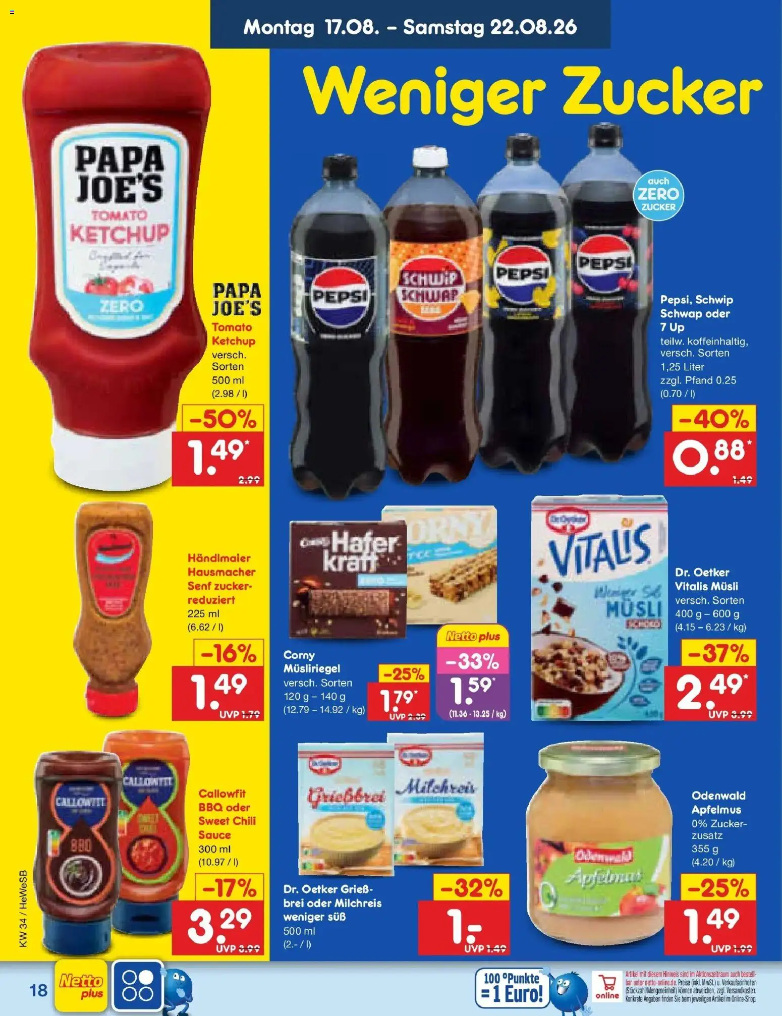 Netto Marken-Discount Prospekt Hamburg – gültig ab 17.08.2026 | Seite: 24 | Produkte: Musli, Zucker, Ketchup, Apfelmus