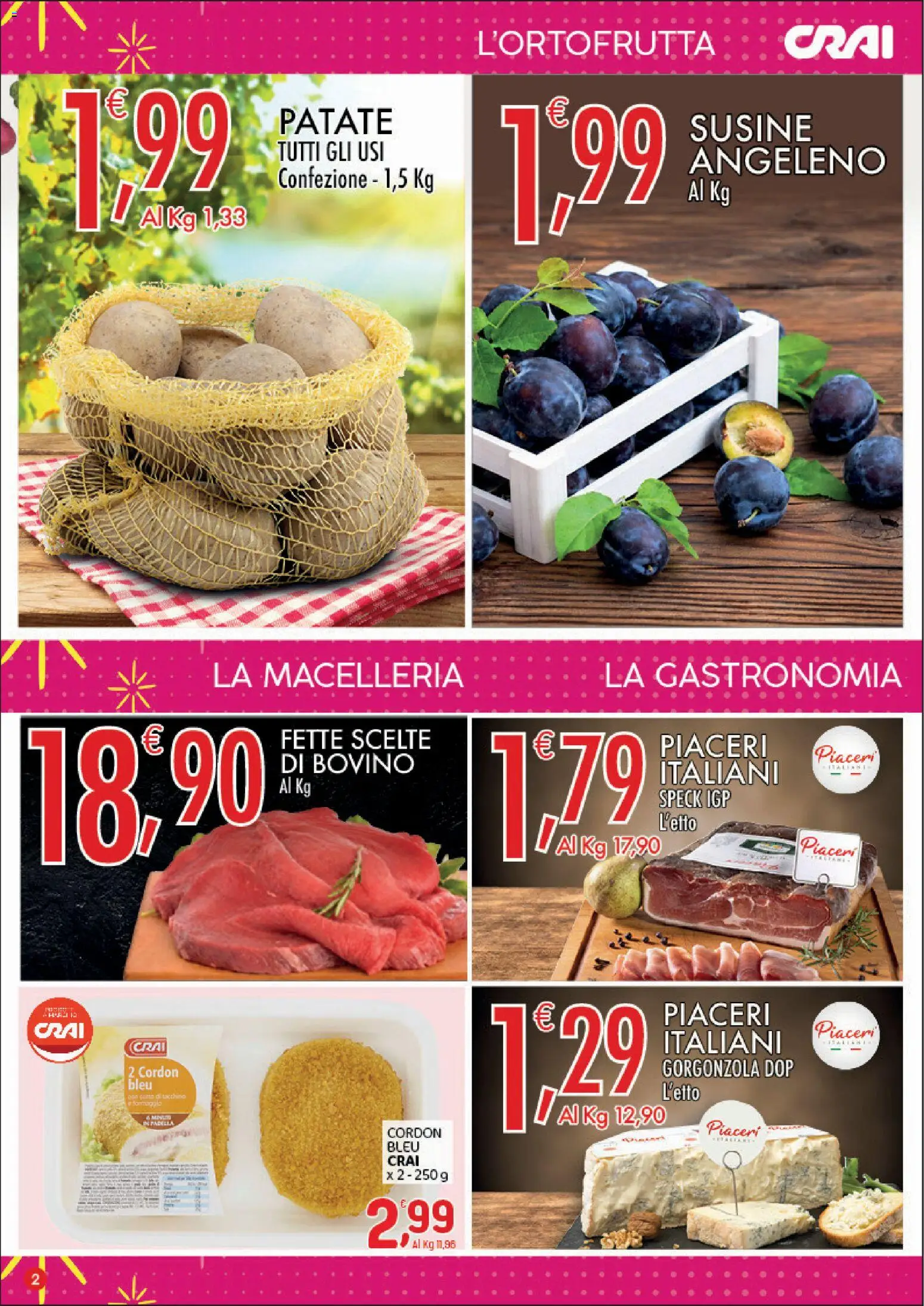 Volantino CRAI del 01/10/2026 | Pagina: 2 | Prodotti: Speck, Bovino, Patate, Gorgonzola