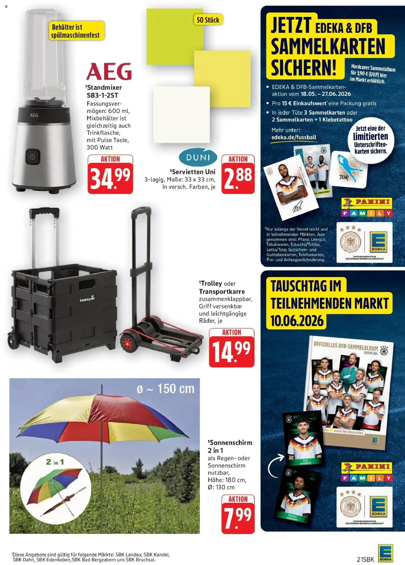 Edeka prospekt Pirmasens – gültig ab 08.06.2026 | Seite: 21 | Produkte: AEG, Bad, Sonnenschirm