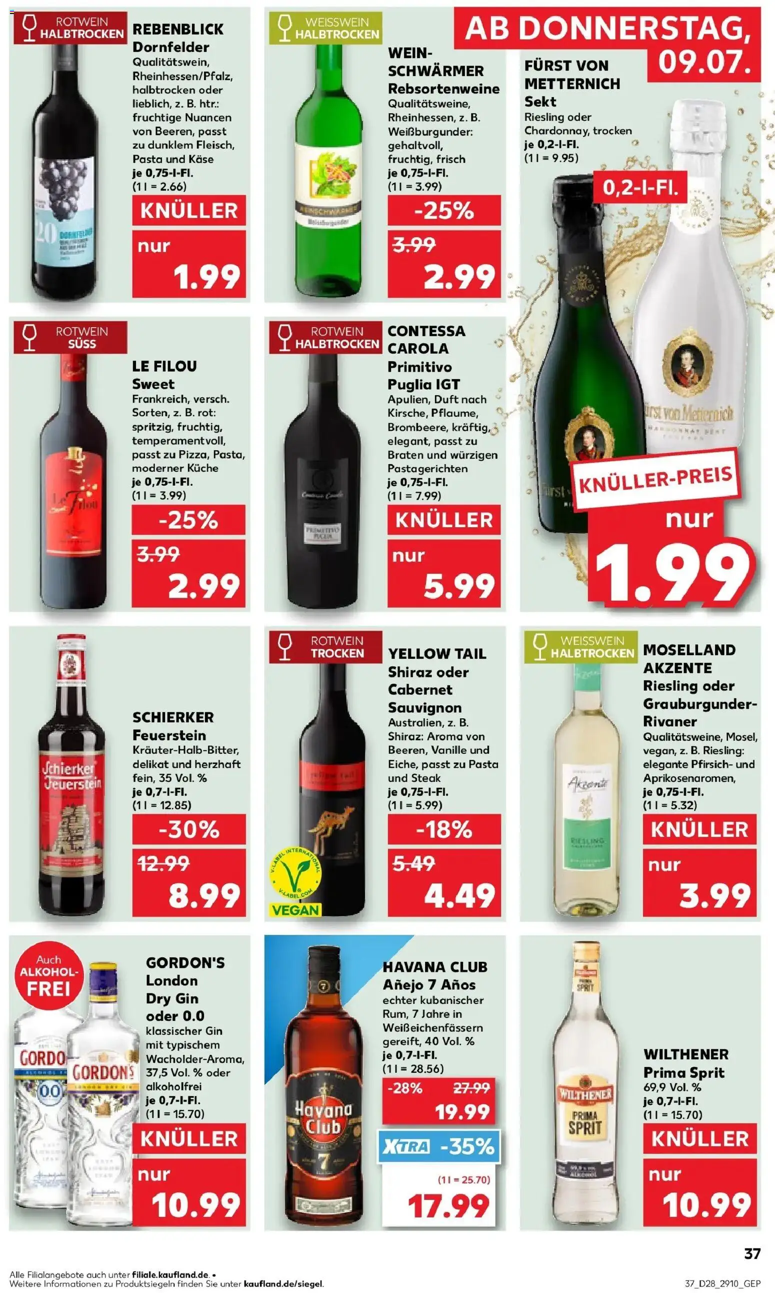 Kaufland Prospekt Meißen – gültig ab 09.07.2026 | Seite: 37 | Produkte: Havana club, Duft, Pfirsich, Wein