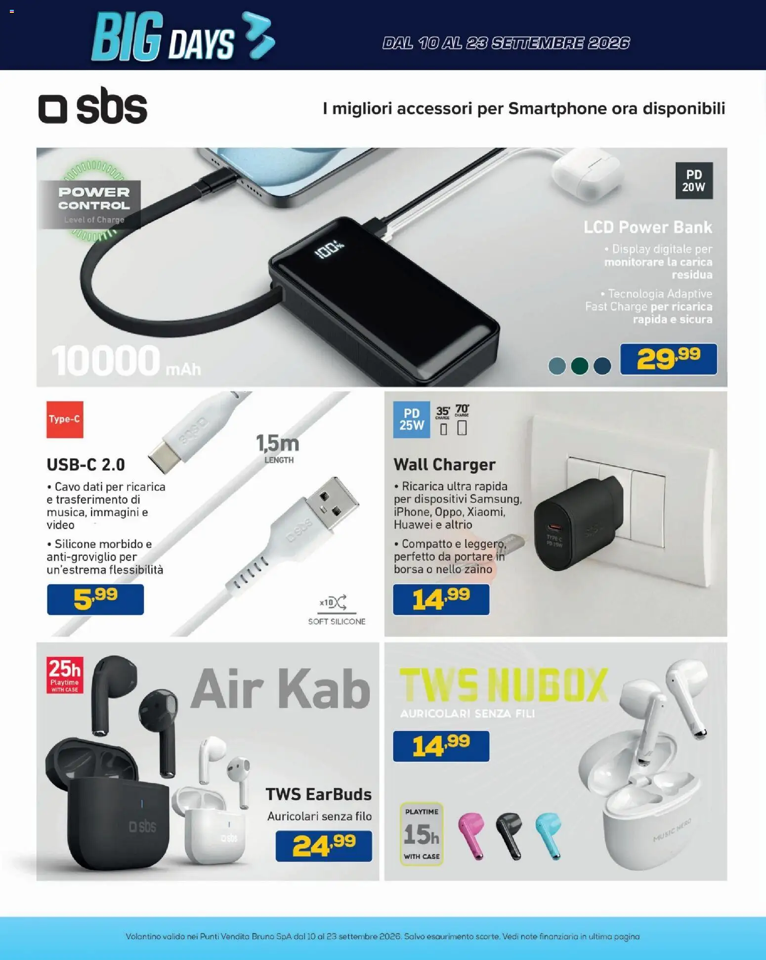 Volantino BRUNO del 10/09/2026 | Pagina: 14 | Prodotti: Power bank, Monitorare, Video, Silicone