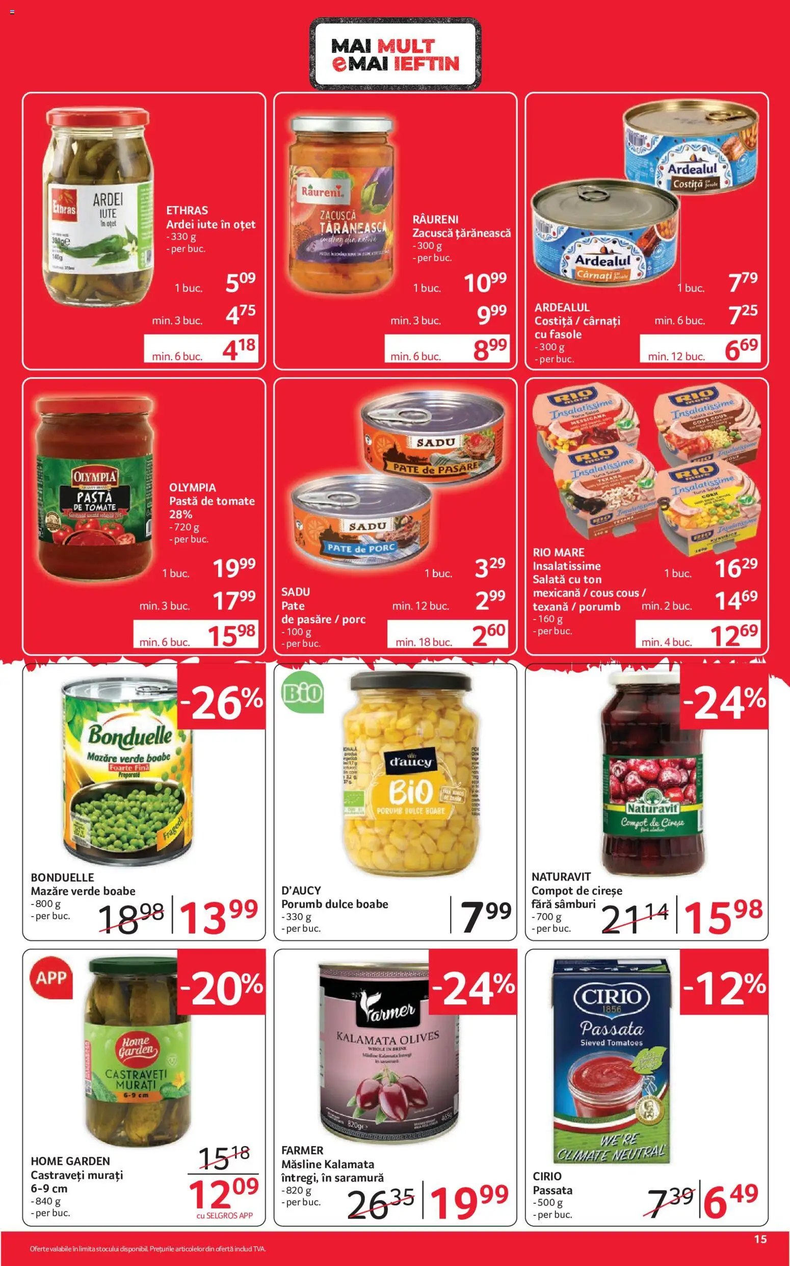 Noul catalog Selgros – valabil de la 02.10.2026 | Pagină: 15 | Produse: Măsline, Oțet, Cireșe, Cârnați