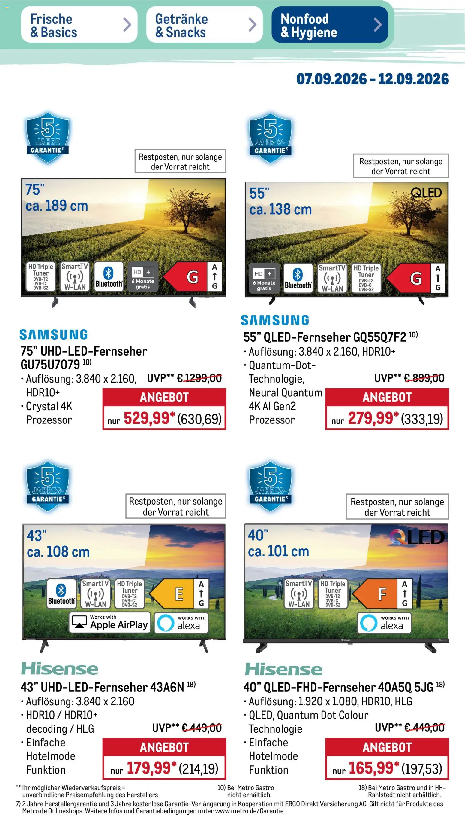 Metro Prospekt – gültig ab 07.09.2026 | Seite: 52 | Produkte: Hisense, Samsung, Apple