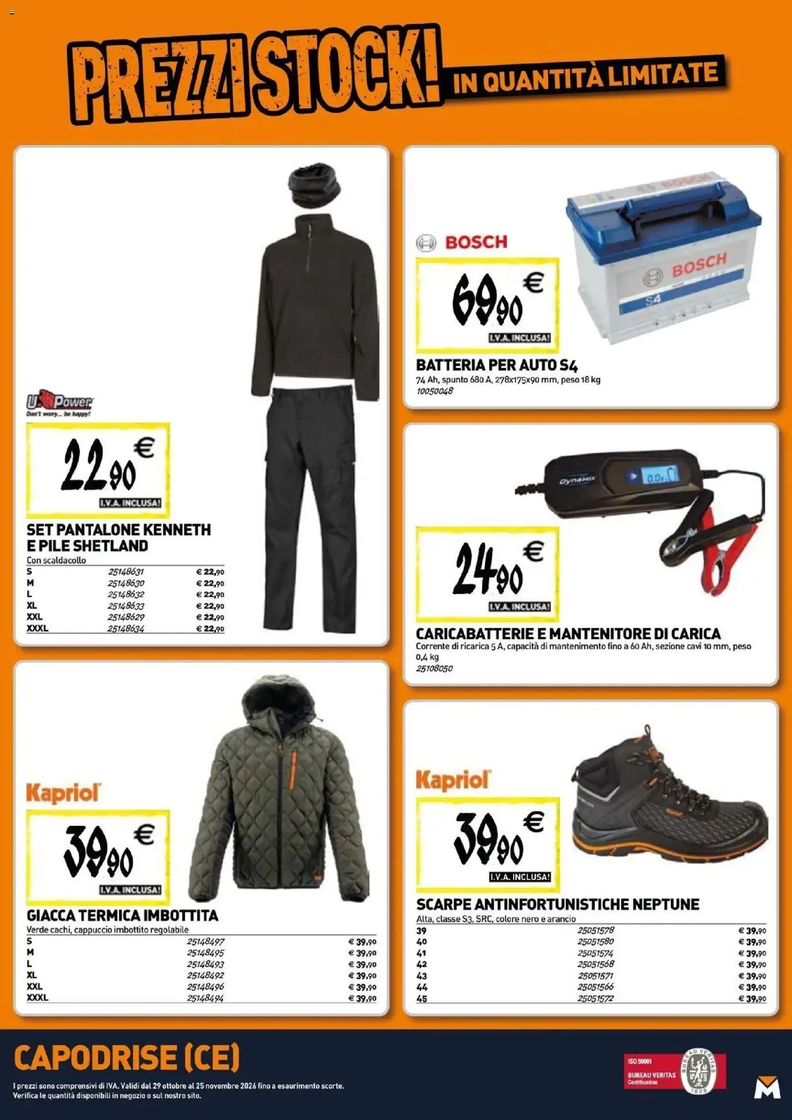 Volantino TECNOMAT del 29/10/2026 | Pagina: 19 | Prodotti: Giacca, Scarpe, Cappuccio, Batteria