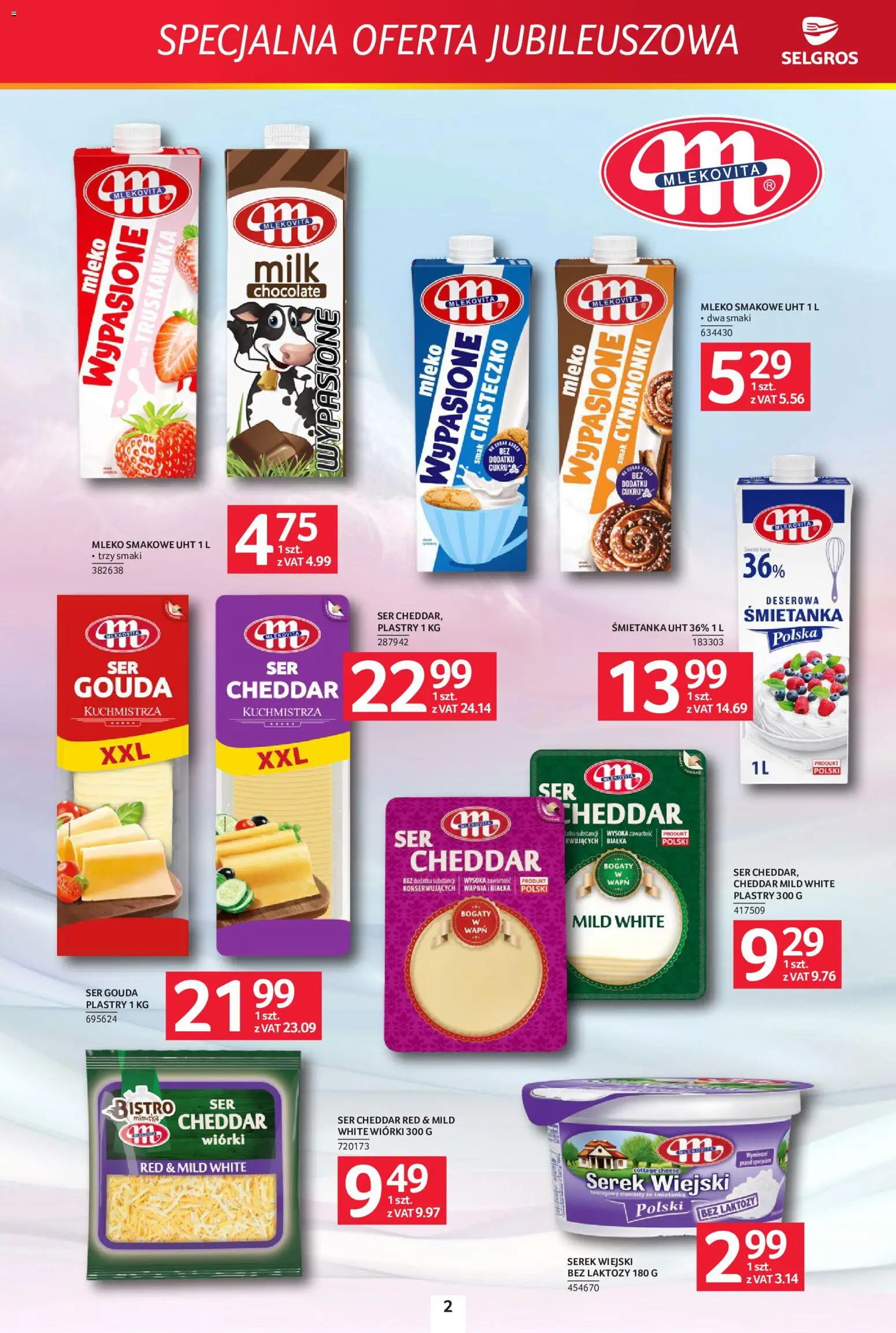 Selgros cash&carry gazetka - Specjalna oferta jubileuszowa od 27.08.2026 | Strona: 2 | Produkty: Serek, Serek wiejski bez laktozy, Cheddar ser, Ser cheddar