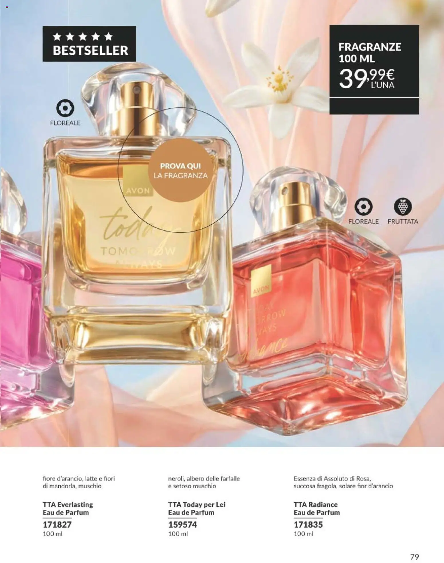 Volantino Avon del 01/08/2026 | Pagina: 79 | Prodotti: Farfalle, Latte, Fiori, Fragranza