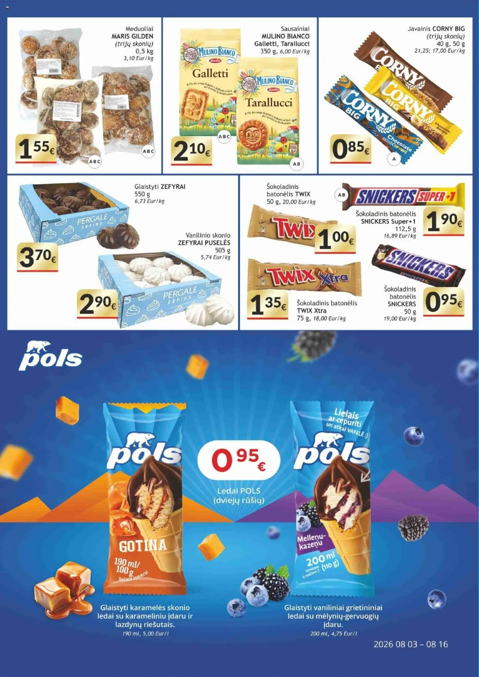 Koops akcijos nuo 2026.08.03 | Puslapis: 8 | Prekių: Sausainiai, Ledai, Šokoladinis batonėlis
