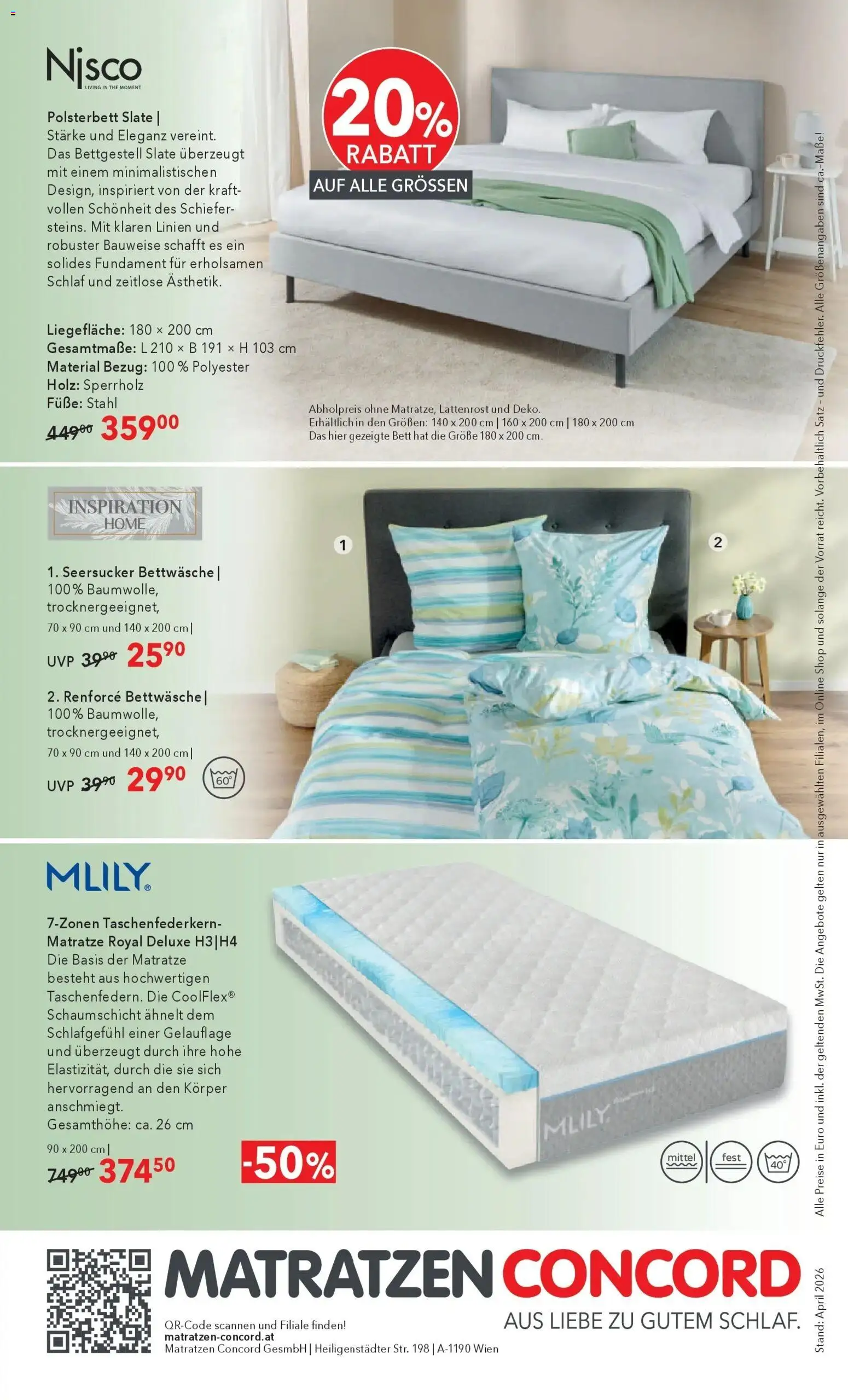 Matratzen Concord Wien gültig ab 29.04.2026 | Seite: 4 | Produkte: Bett, Matratze, Lattenrost