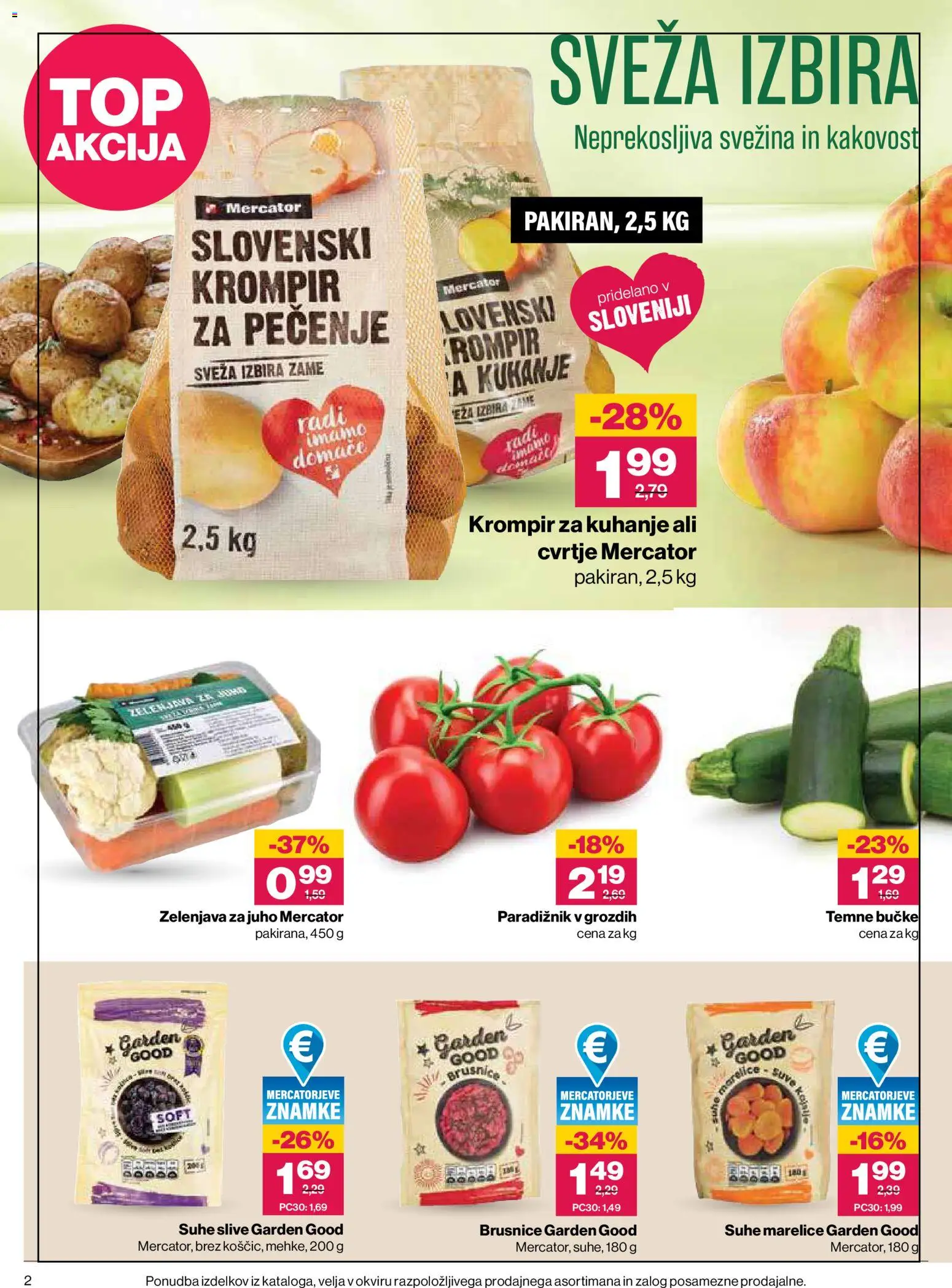 Novi Mercator katalog ponudbe – veljaven od 27.08.2026 | Stran: 2 | Izdelki: Marelice, Suhe slive, Paradiznik, Krompir