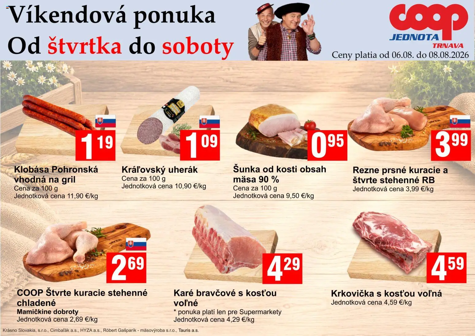Nové COOP Jednota akcie – leták je platný od 06.08.2026 | Strana: 3 | Produkty: Gril, Šunka, Krkovička