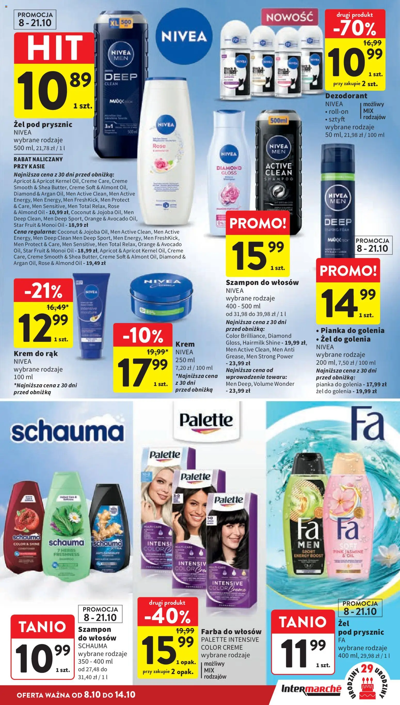 Intermarche gazetka od 08.10.2026 | Strona: 39 | Produkty: Szampon do włosów, Krem do rąk, Krem, Dezodorant