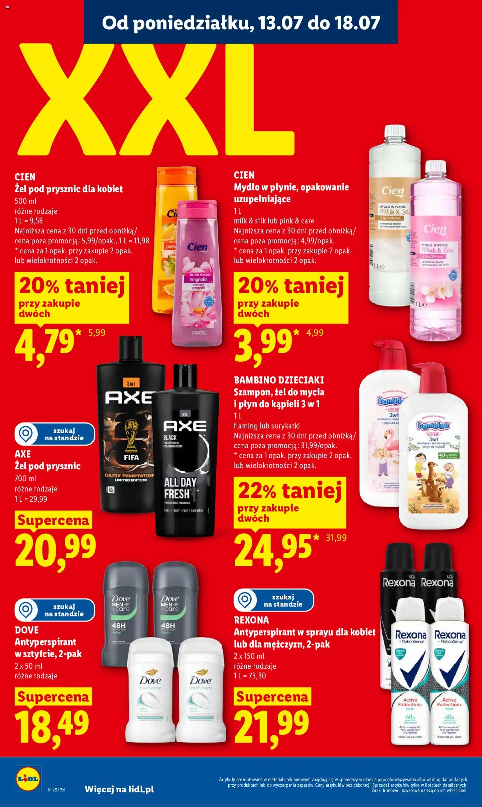 Lidl Polsko leták od 13.07.2026 | Strana: 62 | Produkty: Mýdlo, Cien, Rexona, Dove
