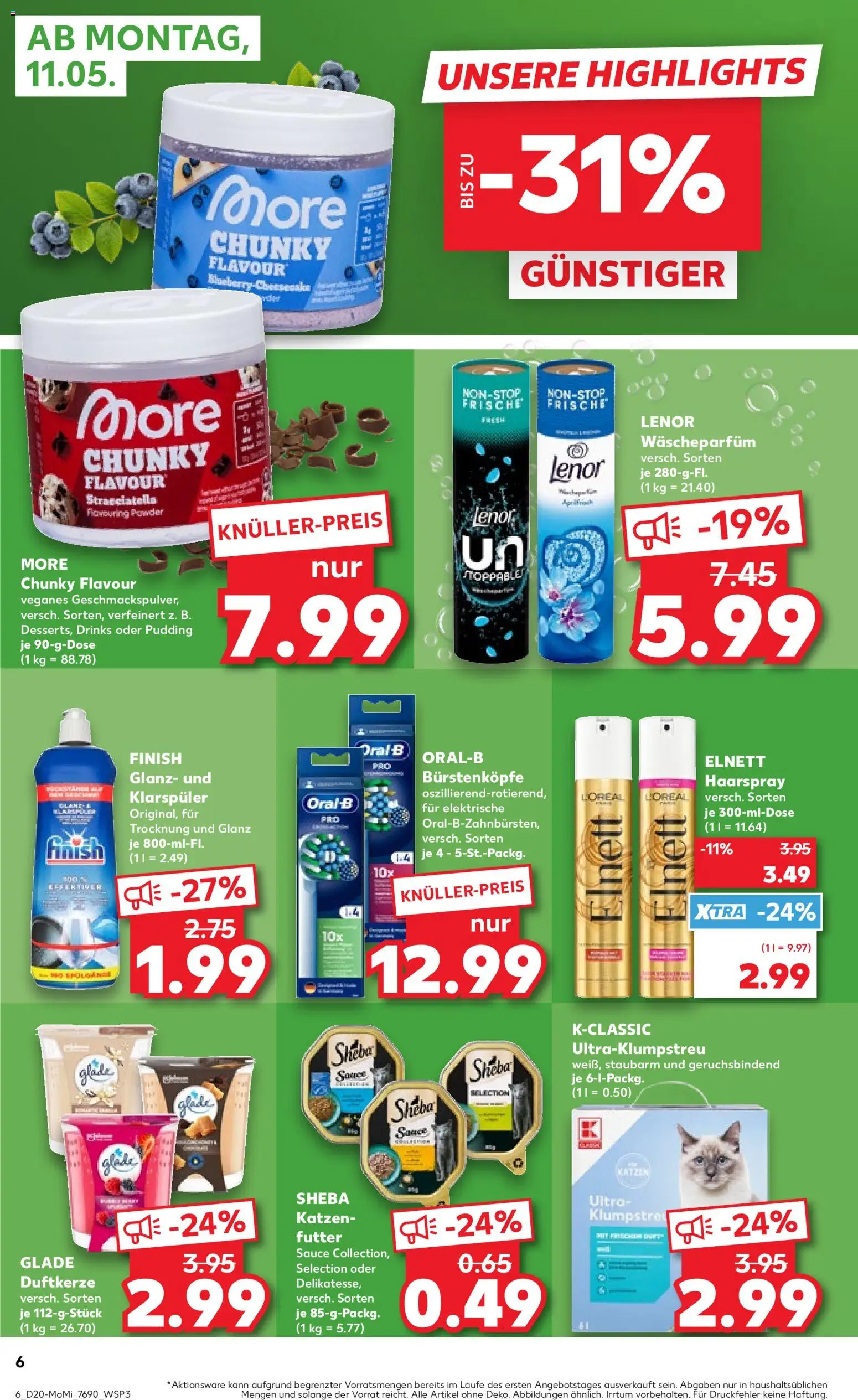 Kaufland Německo leták - Angebote ab Montag od 11.05.2026 | Strana: 6 | Produkty: Finish, Lenor, Sheba