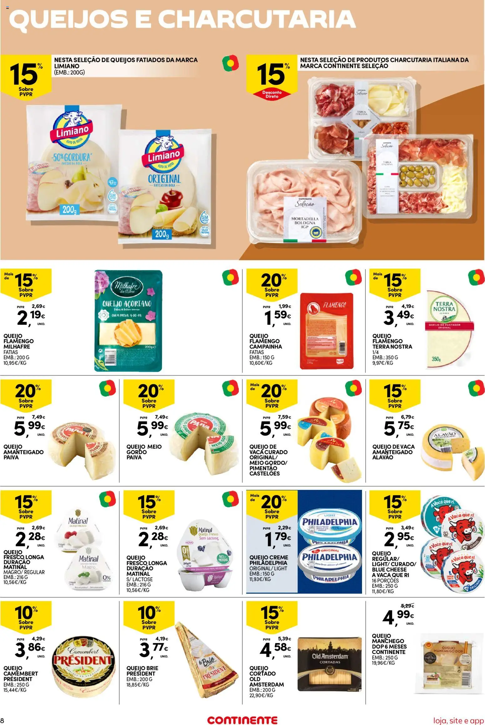 Continente Semanal Continente Bom Dia │ válido de 14/07/2026 | Página: 8 | Produtos: Queijo creme, Campainha, Queijo, Creme