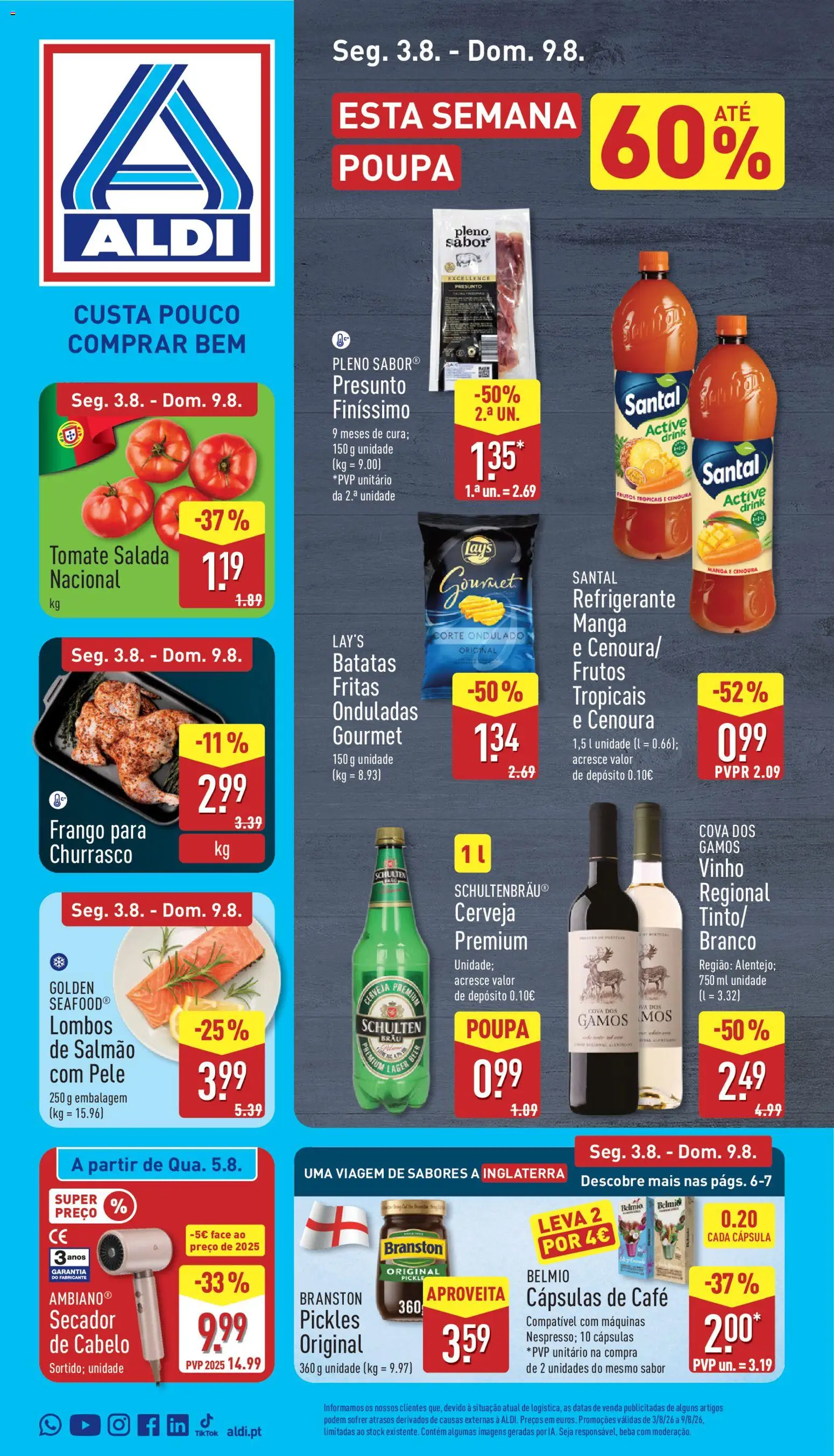 Aldi folheto │ válido de 03/08/2026 | Página: 1 | Produtos: Refrigerante, Café, Cerveja, Tomate