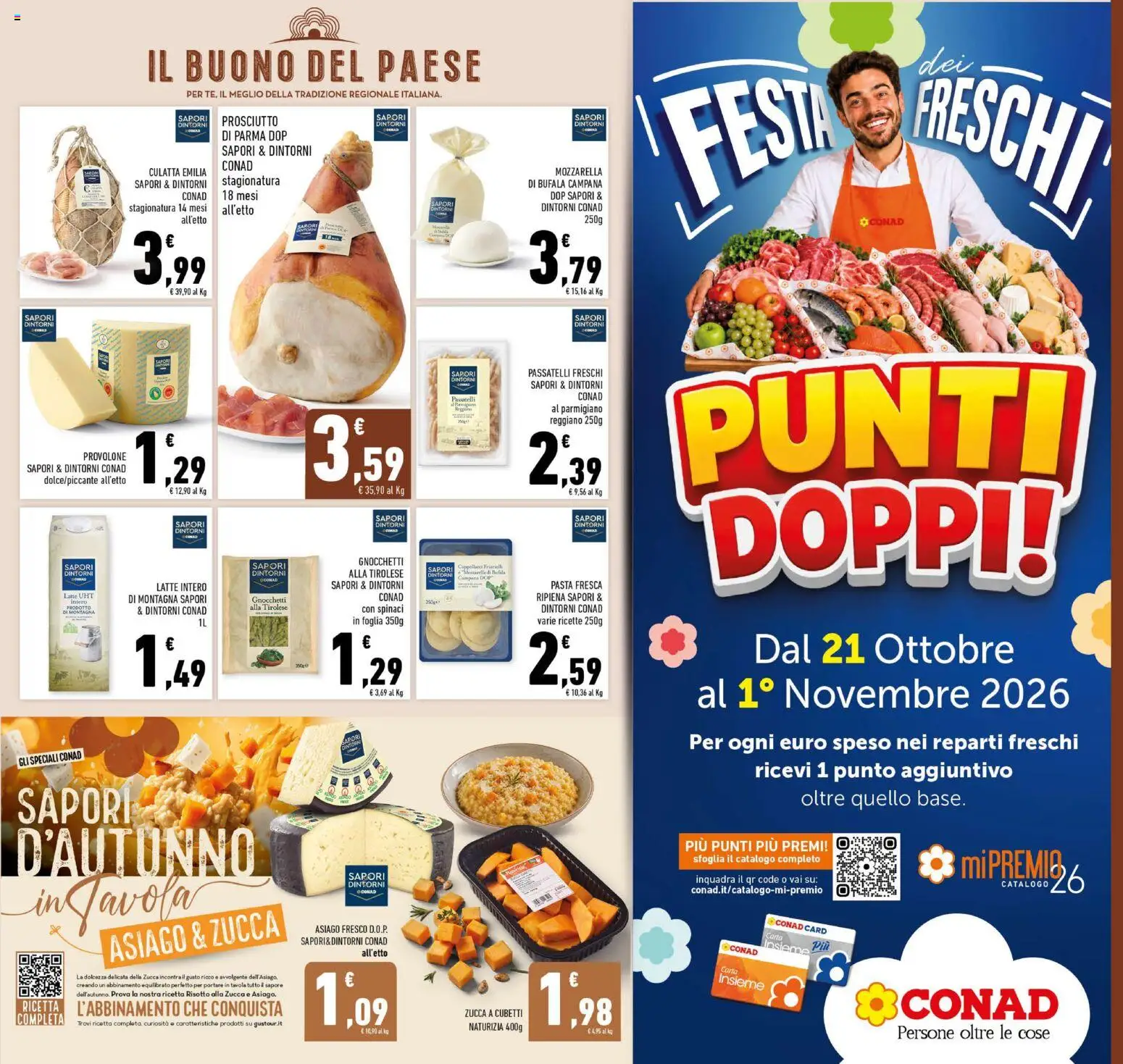 Volantino Conad del 21/10/2026 | Pagina: 5 | Prodotti: Latte, Pasta, Mozzarella di bufala, Gnocchetti