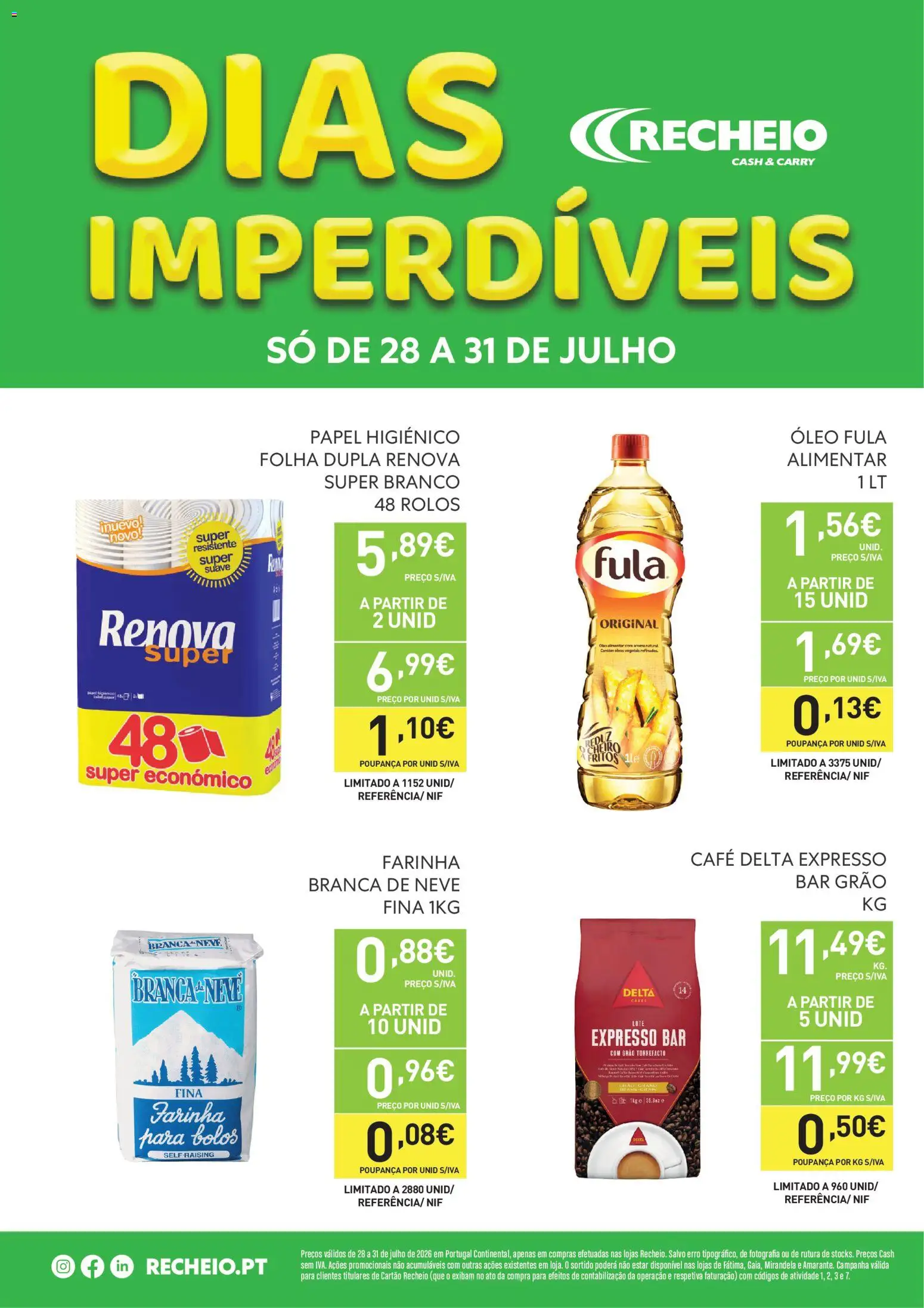 Recheio Dias Imperdíveis │ válido de 28/07/2026 | Página: 2 | Produtos: Papel higiénico, Óleo, Café