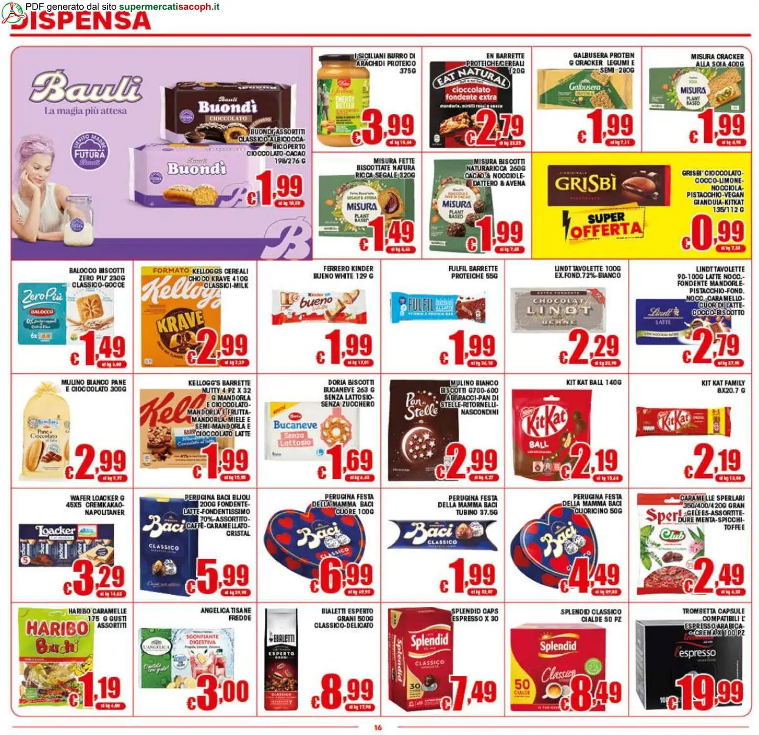 Volantino Sacoph del 08.05.2026 | Pagina: 16 | Prodotti: Legumi, Biscotti, Frutta, Zucchero