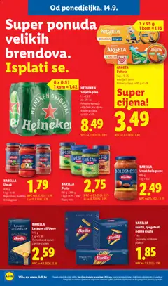 BARILLA Lasagne all'Uovo, 500 g - Pregled kataloga iz trgovine Lidl, vrijedi od 14.09.2026 | Stranica: 16 | Proizvodi: Svijetlo pivo, Pivo, Heineken, Umak