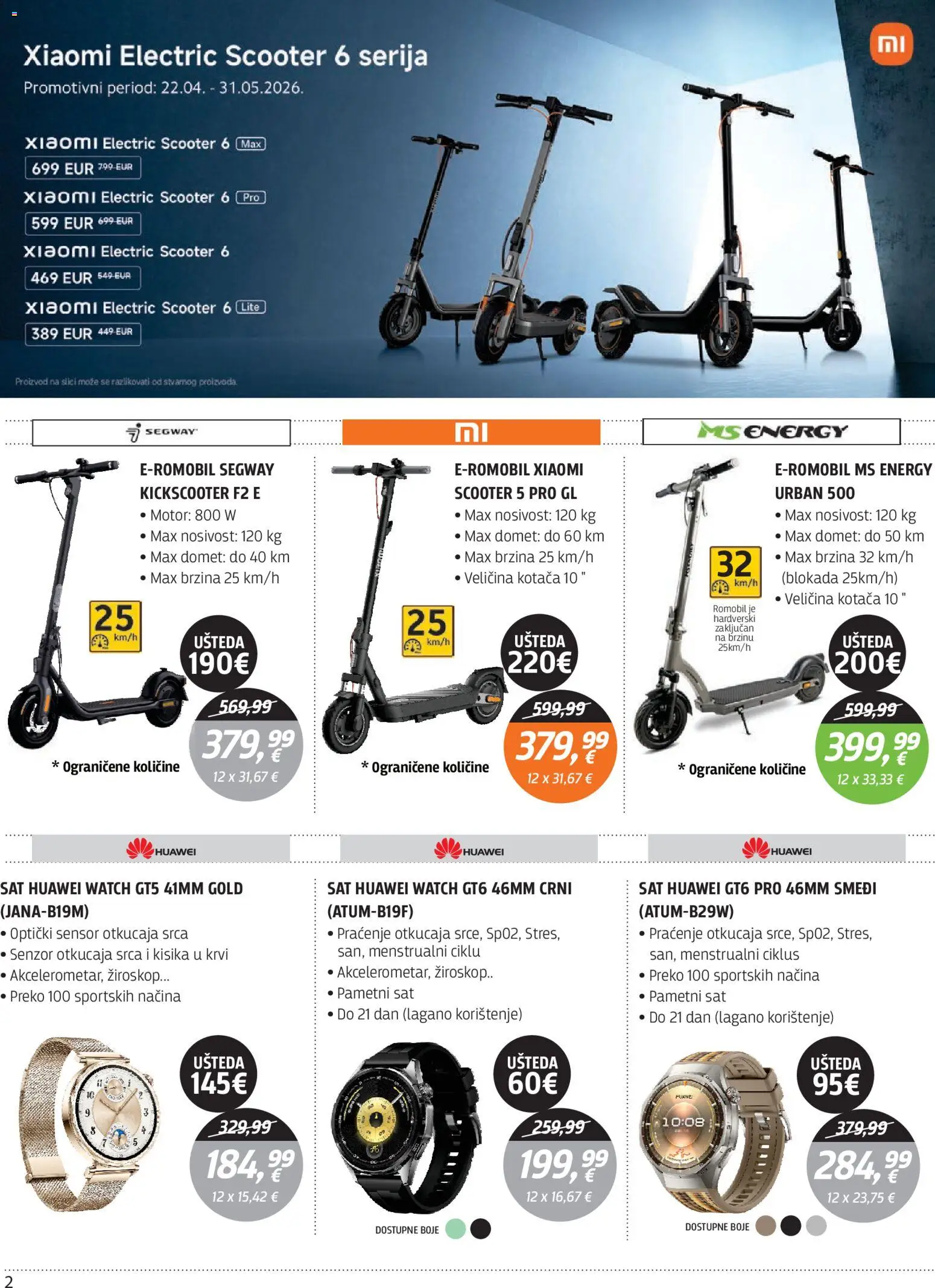 Centar Tehnike katalog | vrijedi od 04.05.2026 | Stranica: 2 | Proizvodi: Romobil, Pametni sat, Sat