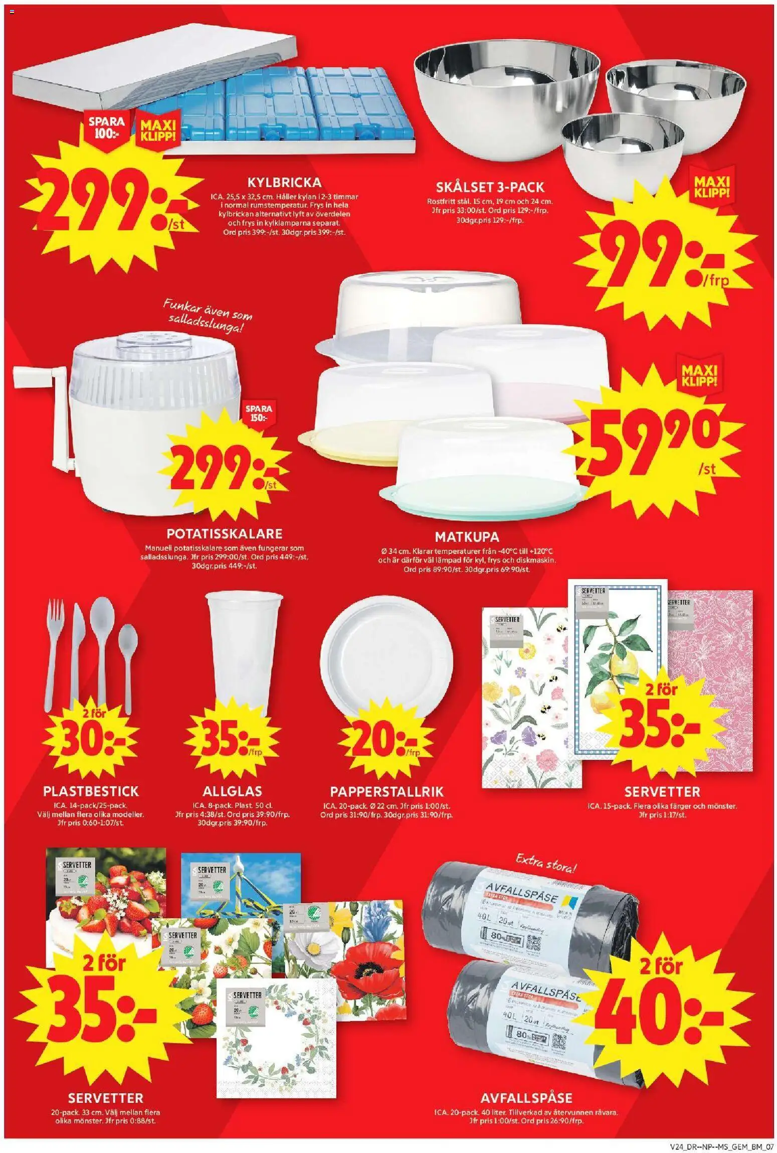 ICA Maxi reklamblad aktuell från 08.06.2026 | Sida: 11 | Produkter: Gem, Set, Servetter, Frys