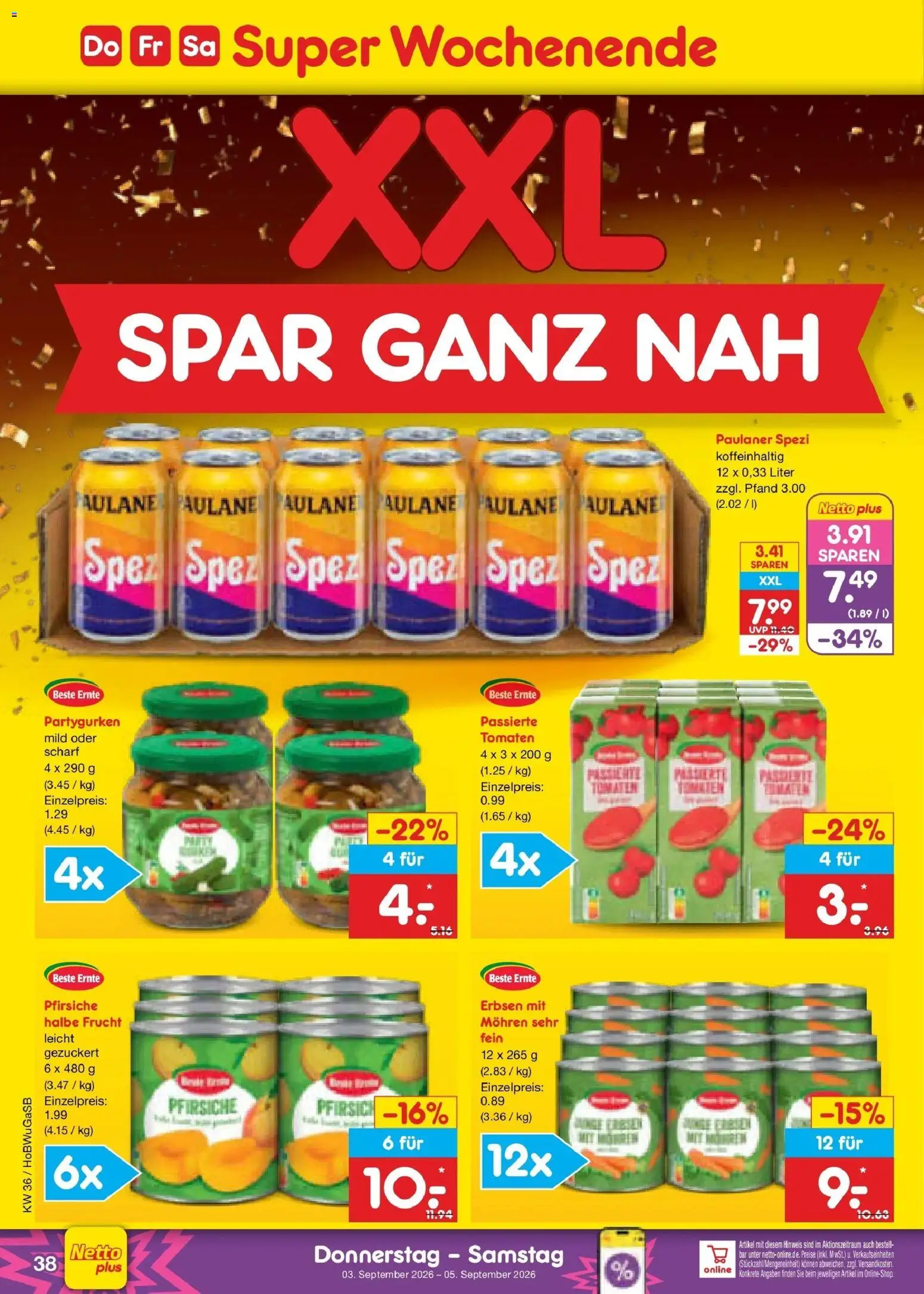 Netto Marken-Discount Prospekt Bremen-Lesum (ab 31.08.2026) » Angebote | Seite: 50 | Produkte: Paulaner spezi, Tomaten, Mohren, Paulaner