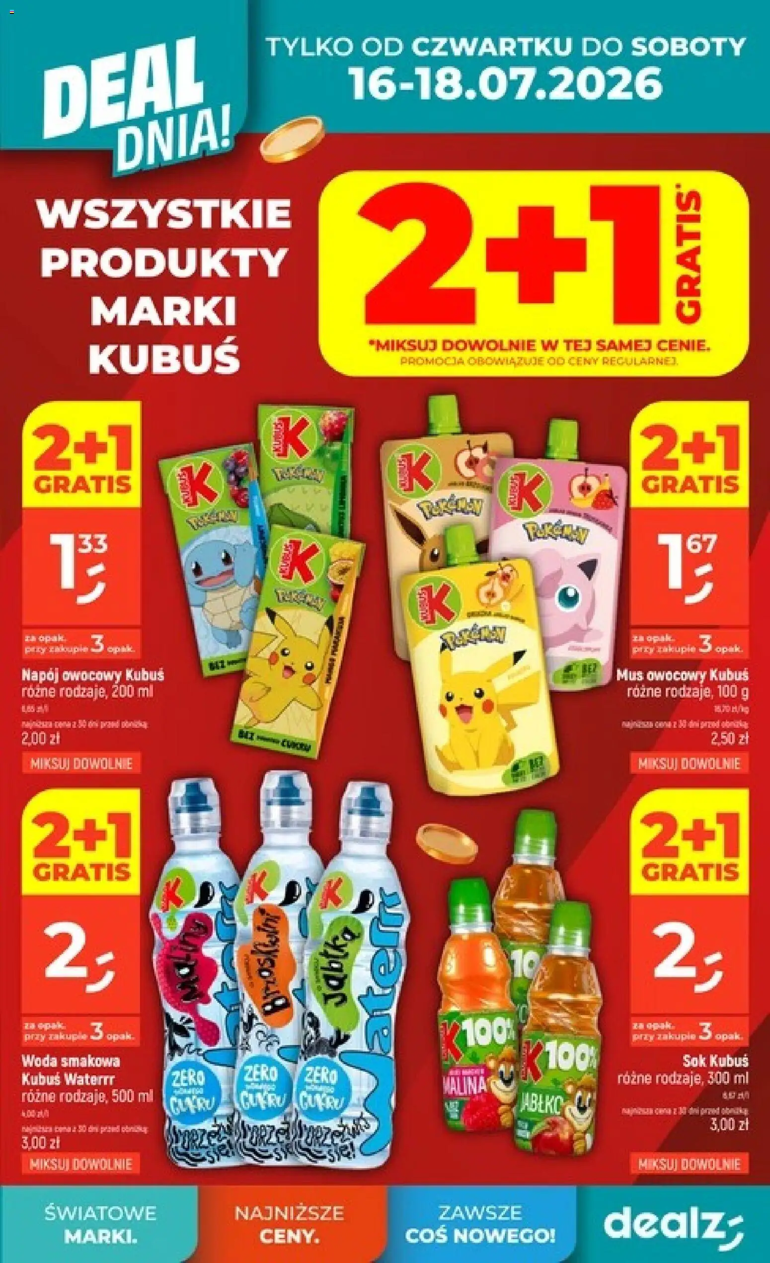 Dealz gazetka - Deal dnia od 16.07.2026 | Strona: 3 | Produkty: Malina, Sok, Woda