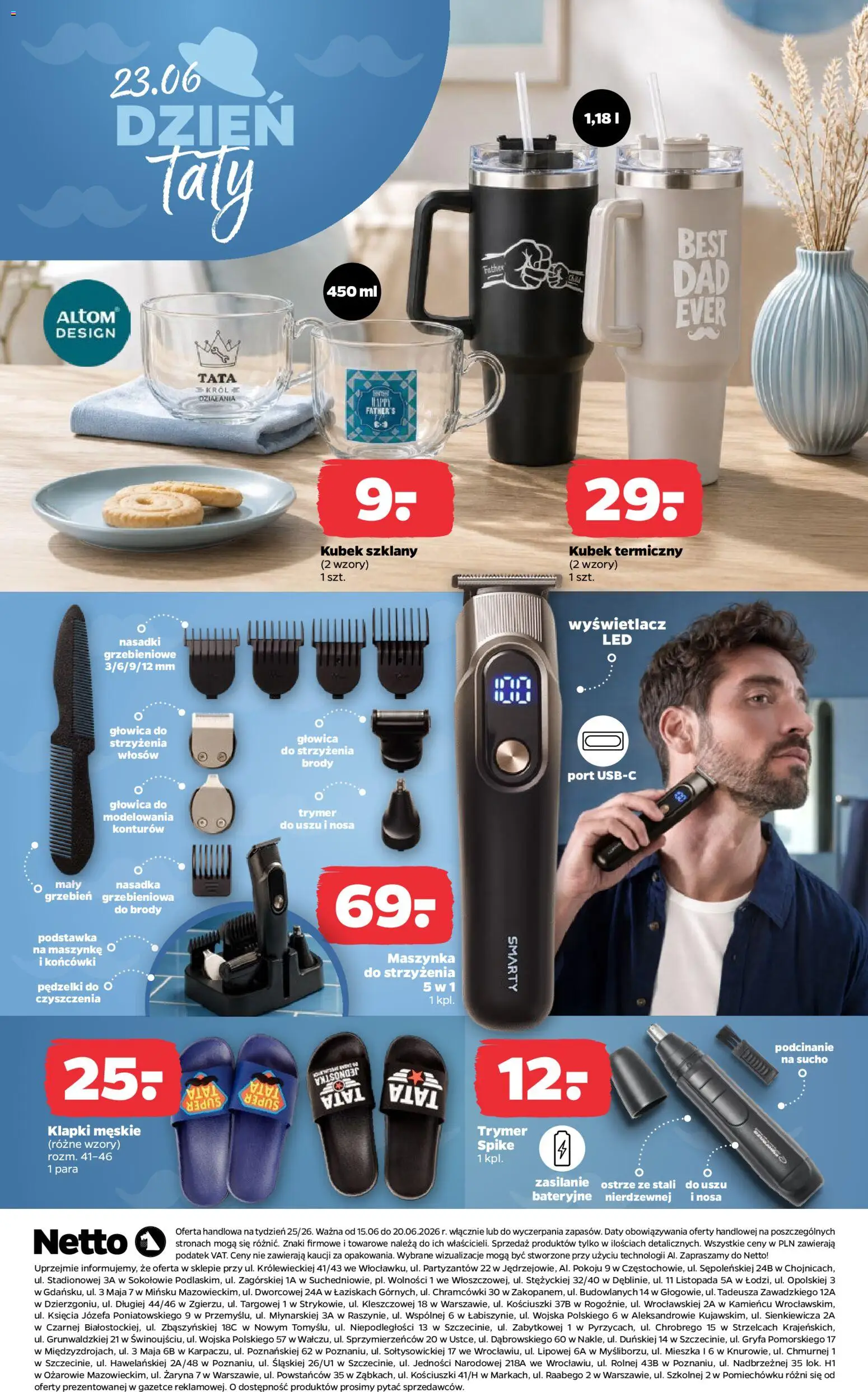 Netto gazetka od poniedziałku NonFood od 15.06.2026 | Strona: 3 | Produkty: Klapki, Maszynka do strzyżenia, Grzebień