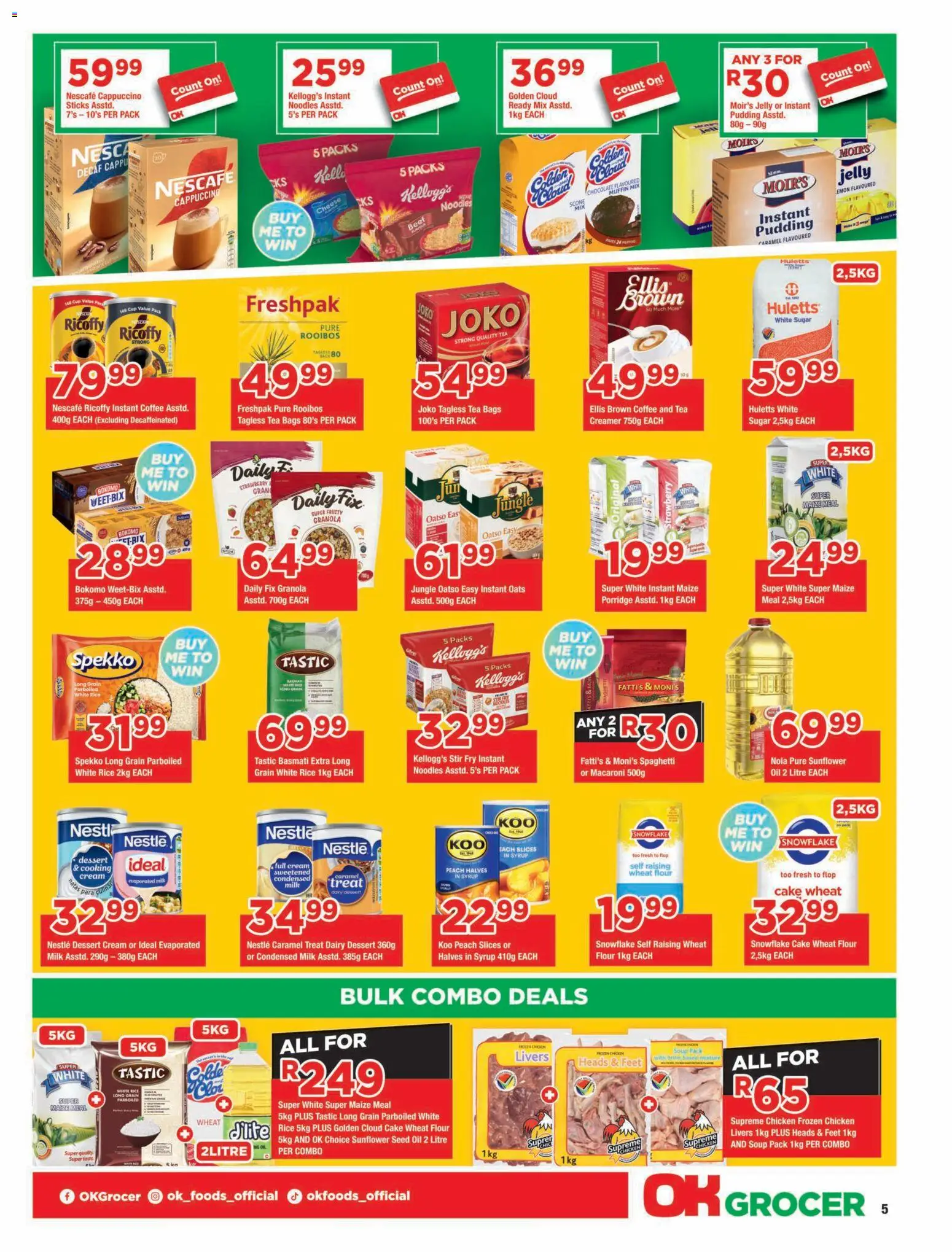 New OK Foods catalogue – valid from 23/10/2026 | Page: 5 | Products: Oil, Coffee, Tea, Peach