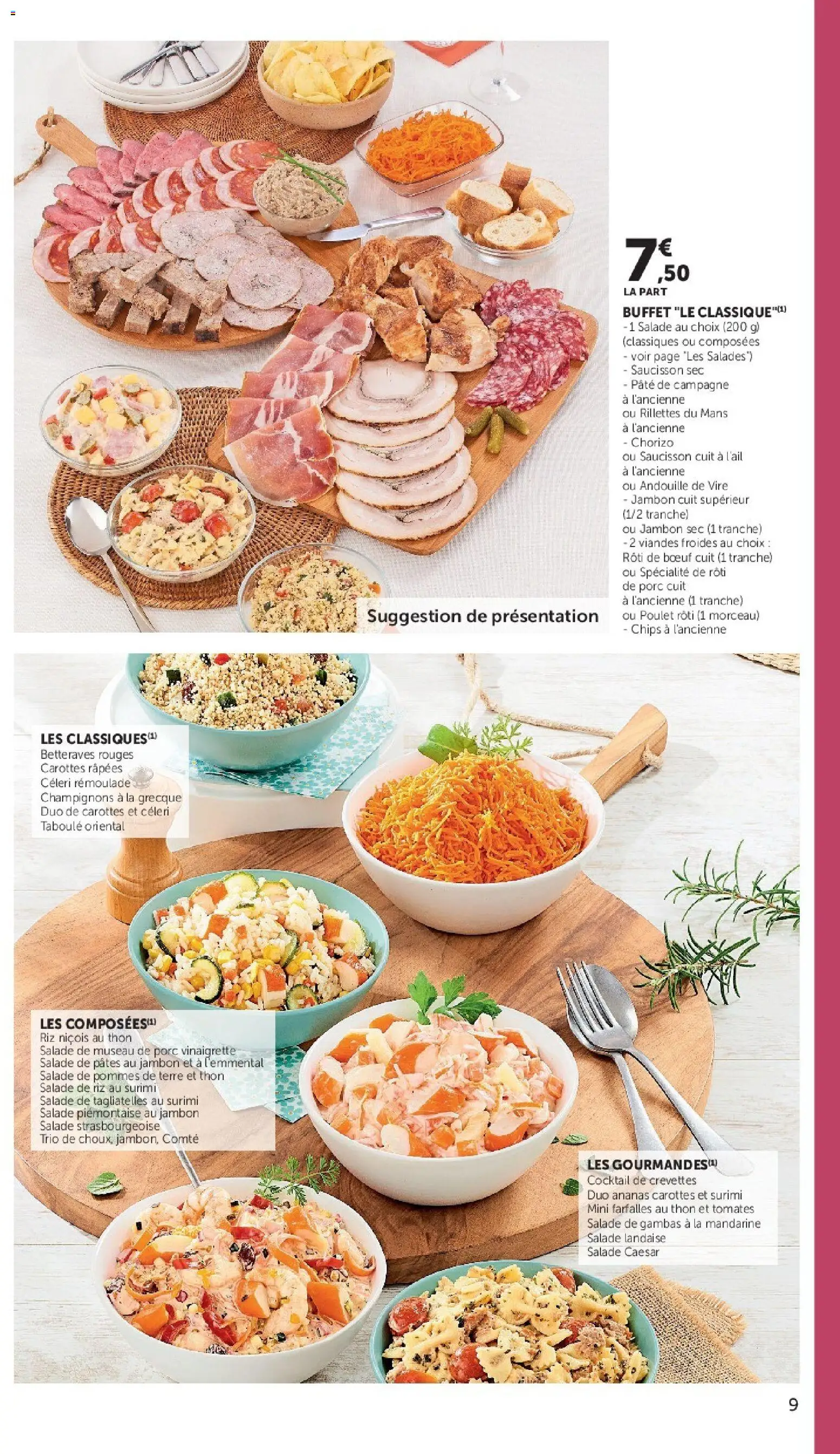 {H1} | Page: 9 | Produits: Salade, Vinaigrette, Poulet rôti, Pommes