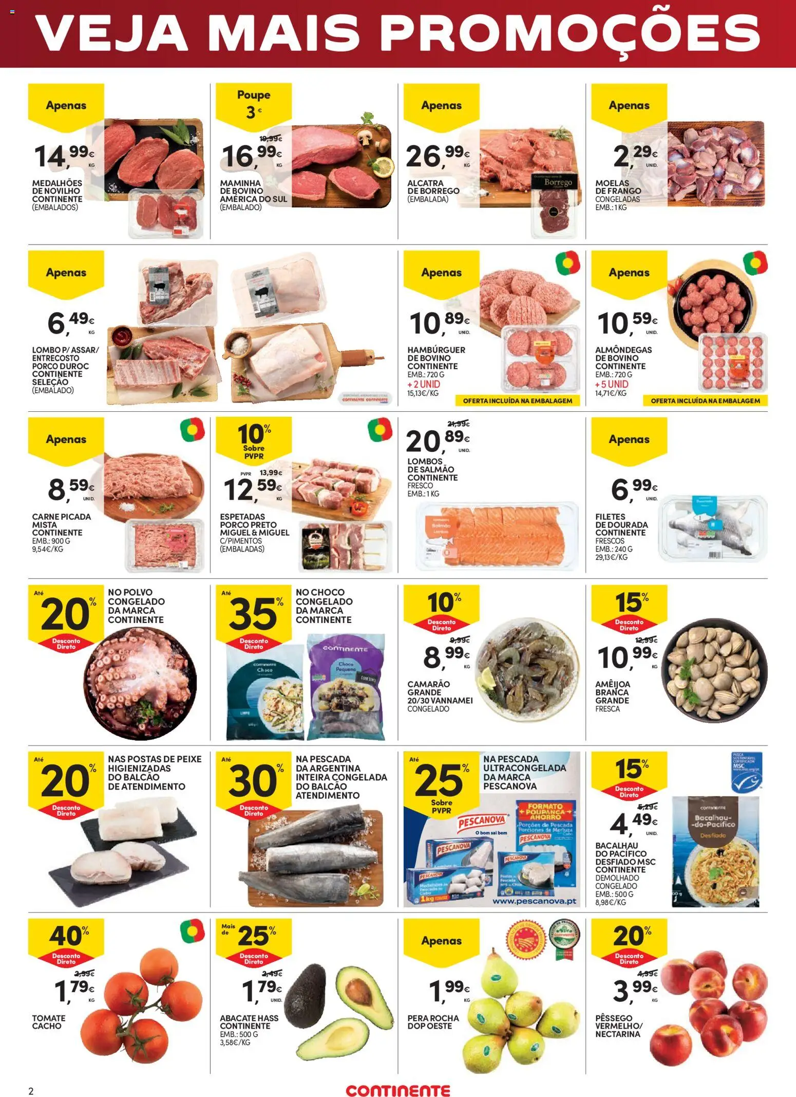 Continente Fim de Semana à Continente │ válido de 15.05.2026 | Página: 2 | Produtos: Hambúrguer, Carne picada, Lombo, Abacate