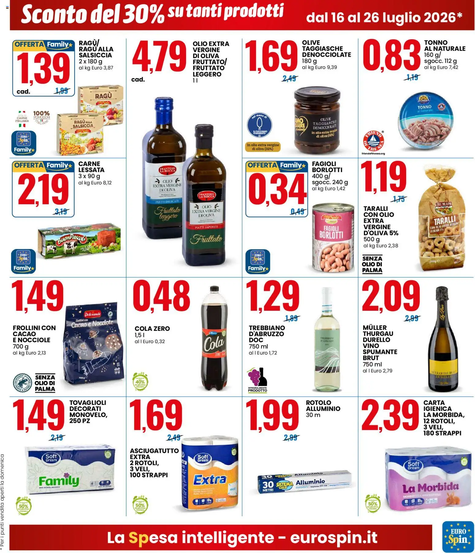 Volantino Eurospin del 16/07/2026 | Pagina: 3 | Prodotti: Olio, Salsiccia, Nocciole, Alluminio