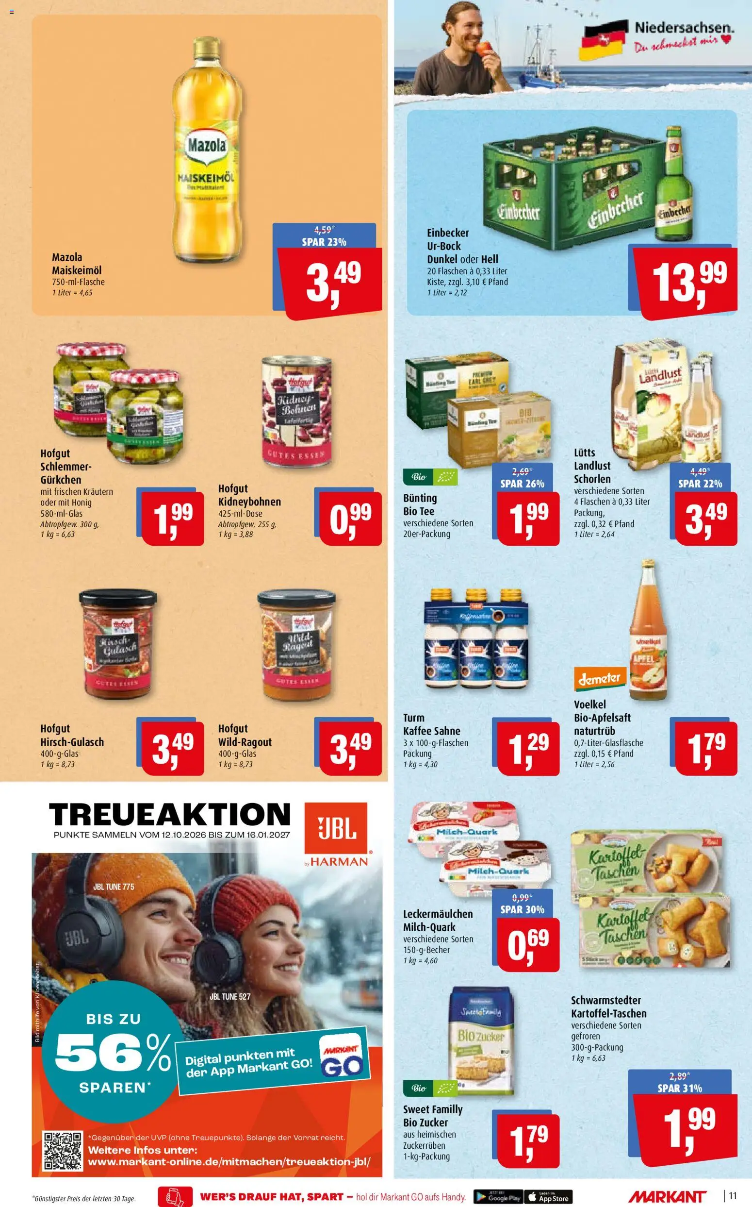 Markant Prospekt – gültig ab 12.10.2026 | Seite: 11 | Produkte: Kaffee, Gulasch, Zucker, Sahne
