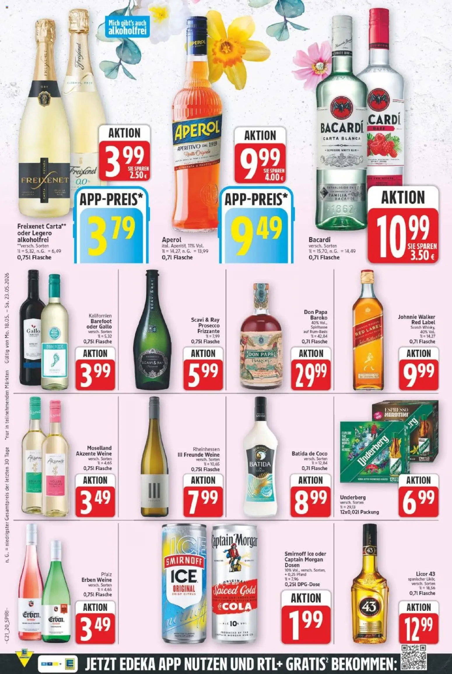 E center Prospekt 	 – gültig ab 18.05.2026 | Seite: 22 | Produkte: Batida de coco, Prosecco, Aperol, Underberg