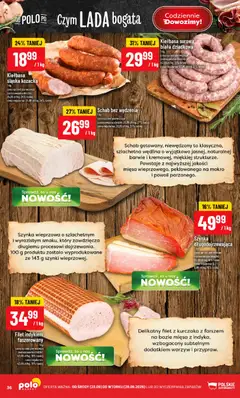 Pogląd oferty "POLOmarket gazetka" - ważna od 23.09.2026 | Strona: 36 | Produkty: Szynka wieprzowa, Szynka, Kiełbasa śląska, Filet