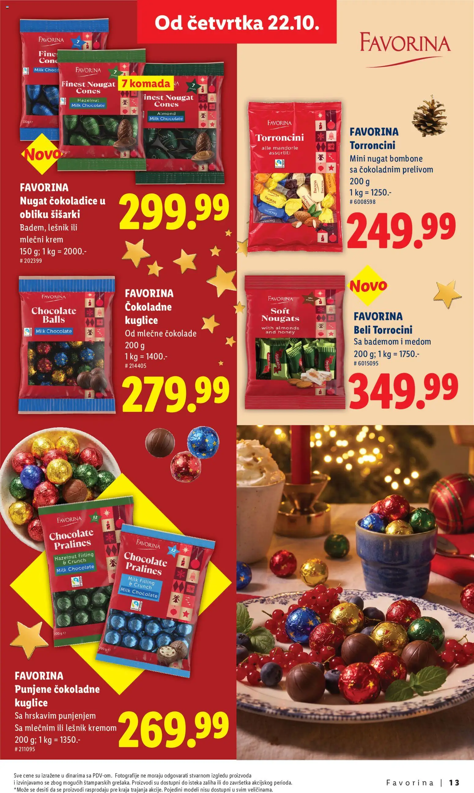 Lidl katalog - važi od 22.10.2026 | Strana: 13 | Proizvode: Bombone, Lešnik, Čokoladne kuglice, Krem