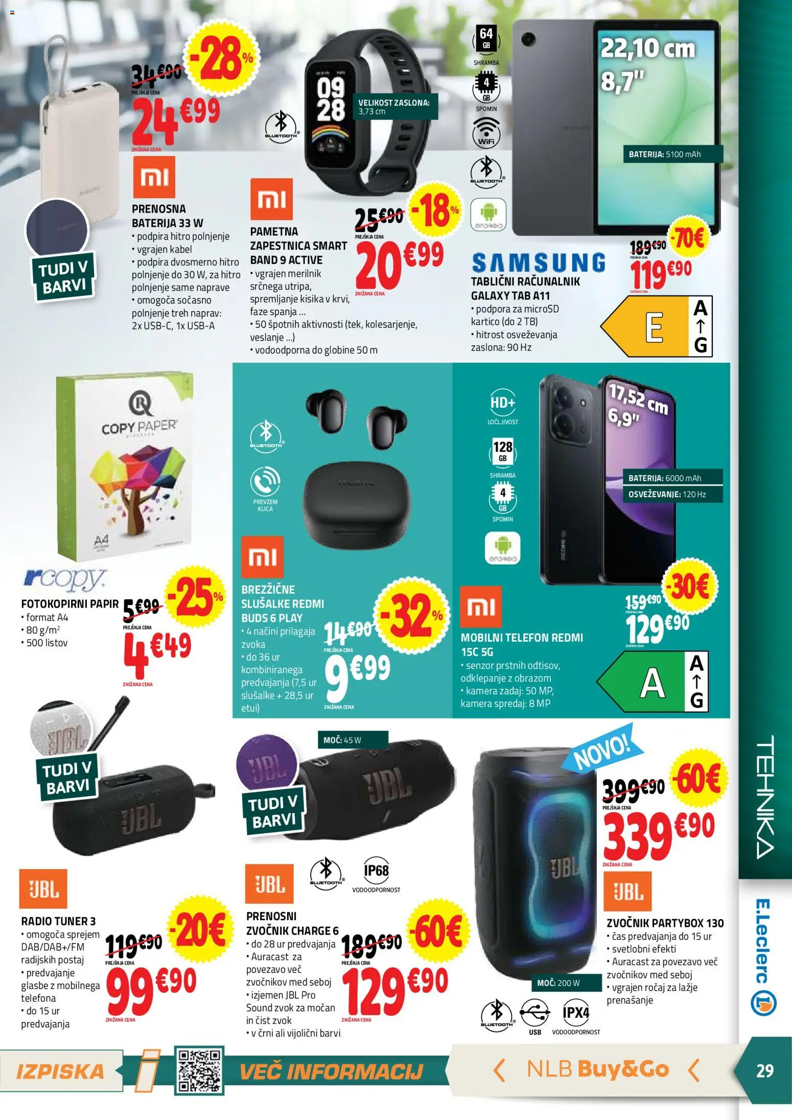 Novi E.leclerc katalog ponudbe – veljaven od 08.07.2026 | Stran: 29 | Izdelki: Baterija, Racunalnik, Radio, Zapestnica
