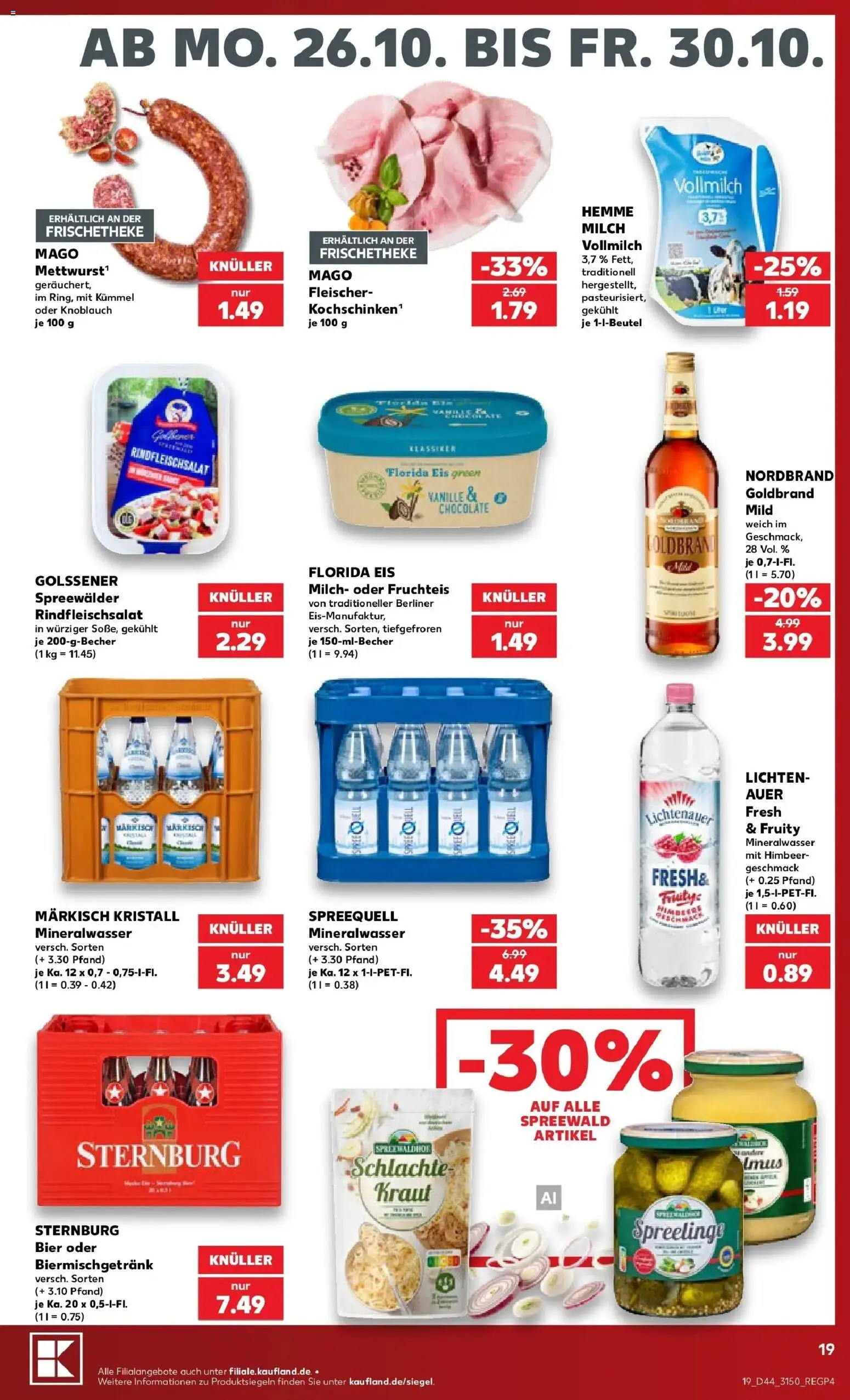 Prospekt Kaufland ab 26.10.2026 » Angebote Online zum Blättern | Seite: 19 | Produkte: Berliner, Milch, Knoblauch, Kraut