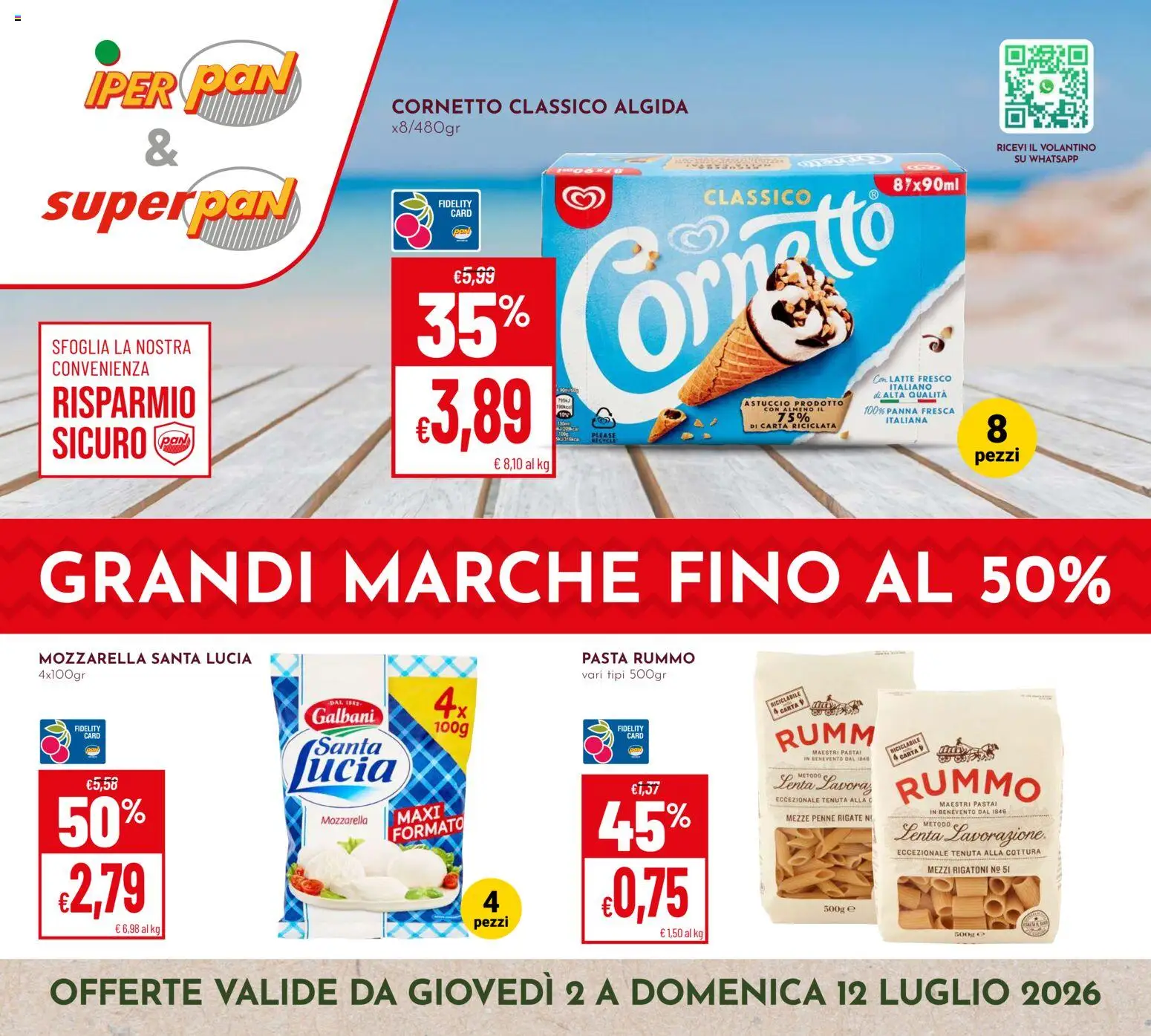 Volantino Pan del 02/07/2026 | Pagina: 1 | Prodotti: Cornetto, Mozzarella, Astuccio, Penne