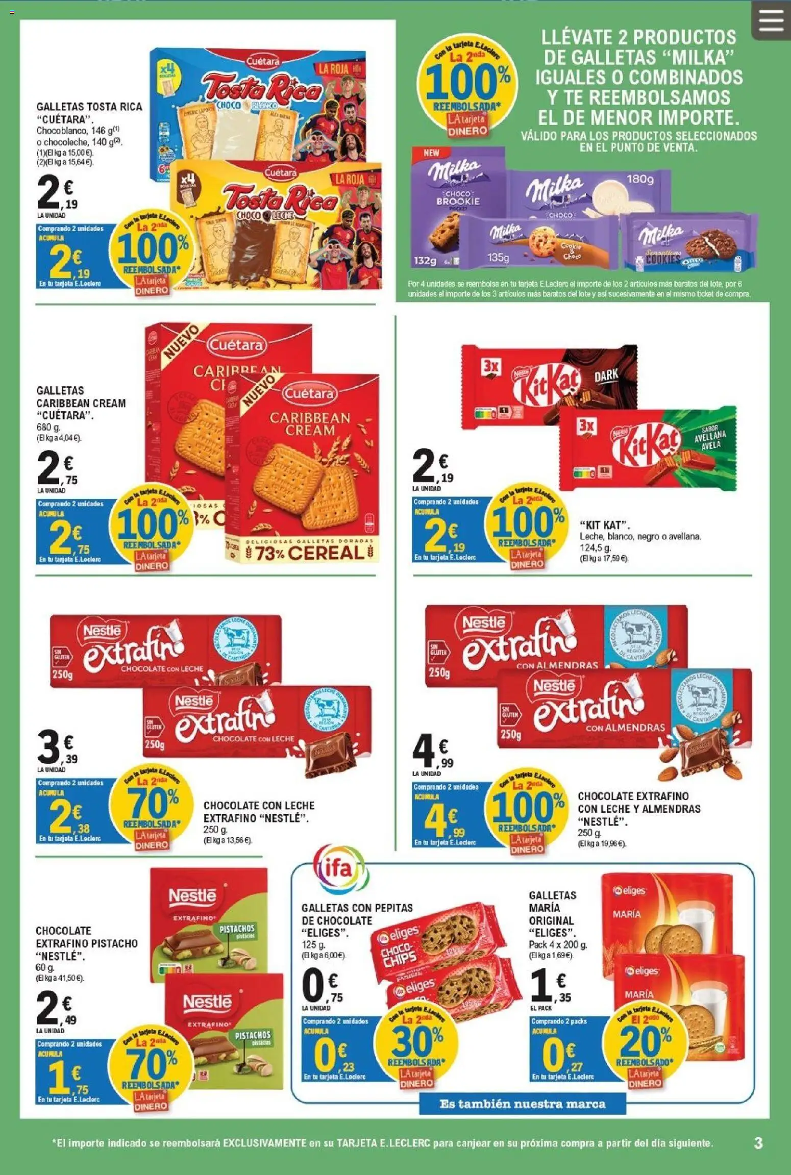 E.Leclerc Trujillo │ válido desde el 26/08/2026 | Página: 3 | Productos: Chocolate, Té, Galletas, Chocolate con leche
