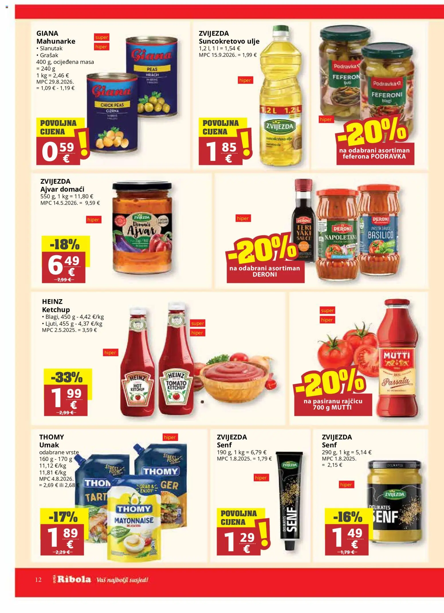Ribola katalog | vrijedi od 07.10.2026 | Stranica: 12 | Proizvodi: Mahunarke, Ajvar, Umak, Feferoni