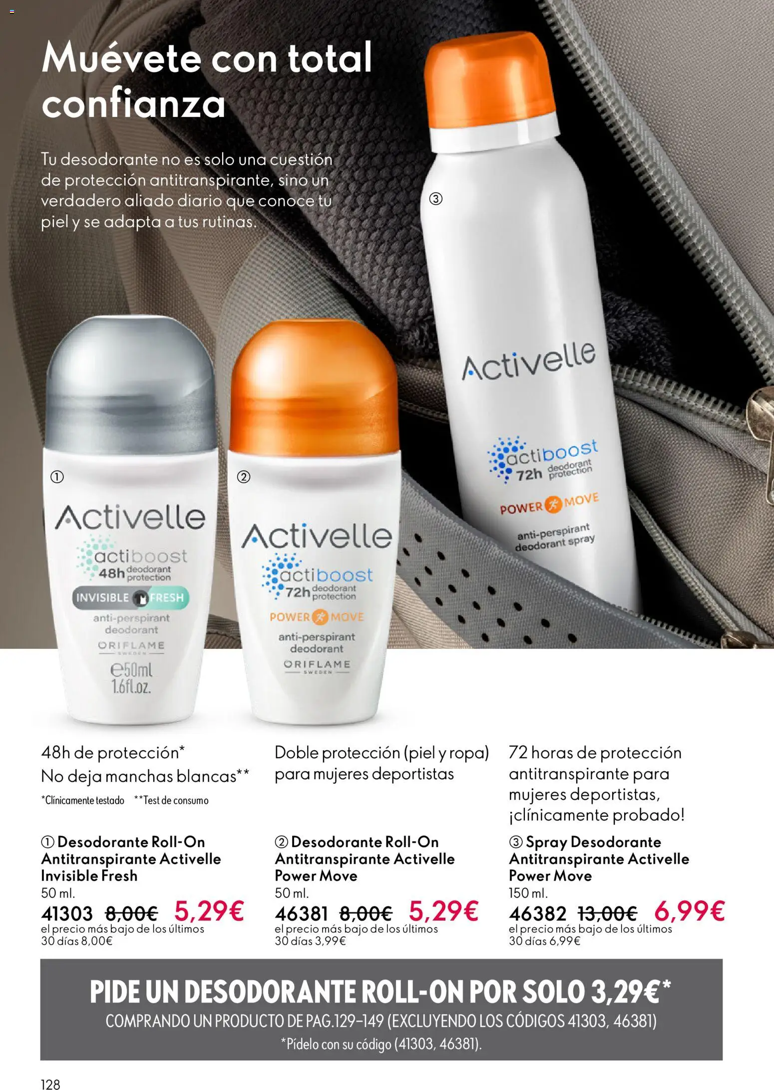 Oriflame - Catálogo Campaña 4 │ válido desde el 11.03.2026 | Página: 128 | Productos: Desodorante, Antitranspirante, Ropa